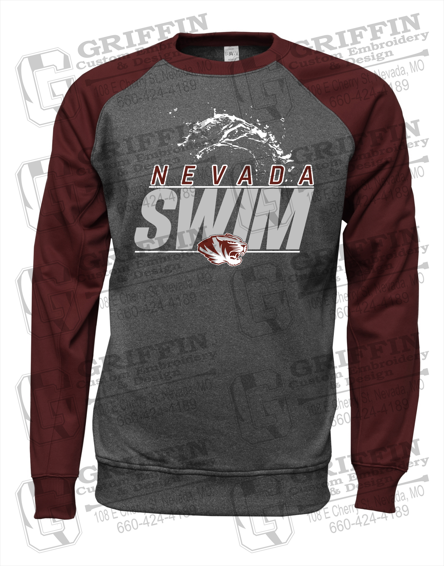 Nevada Tigers 23-W Youth Raglan Sweatshirt - Swimming