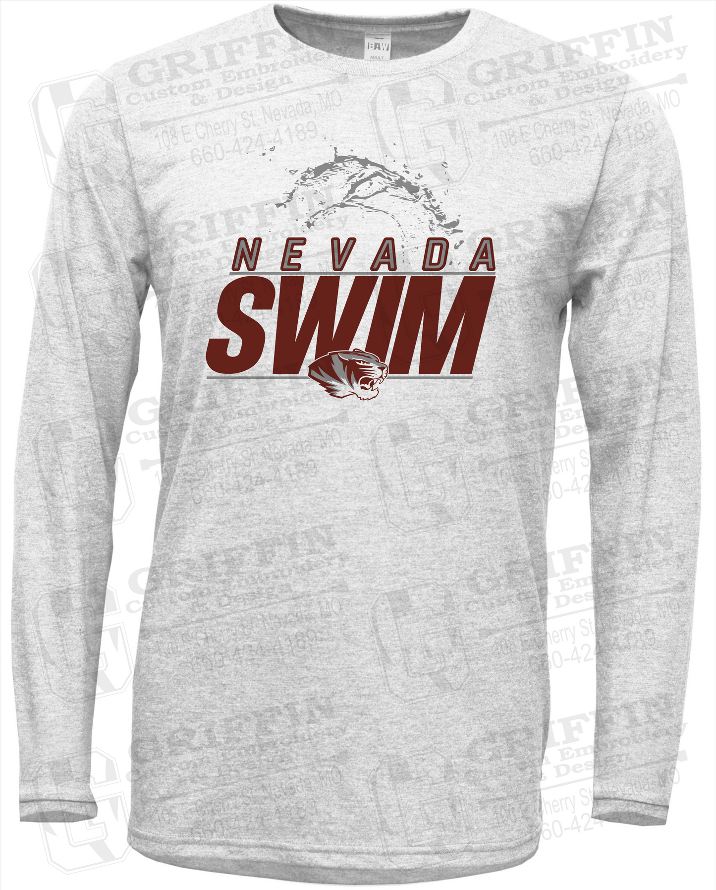Soft-Tek Long Sleeve T-Shirt - Swimming - Nevada Tigers 23-W