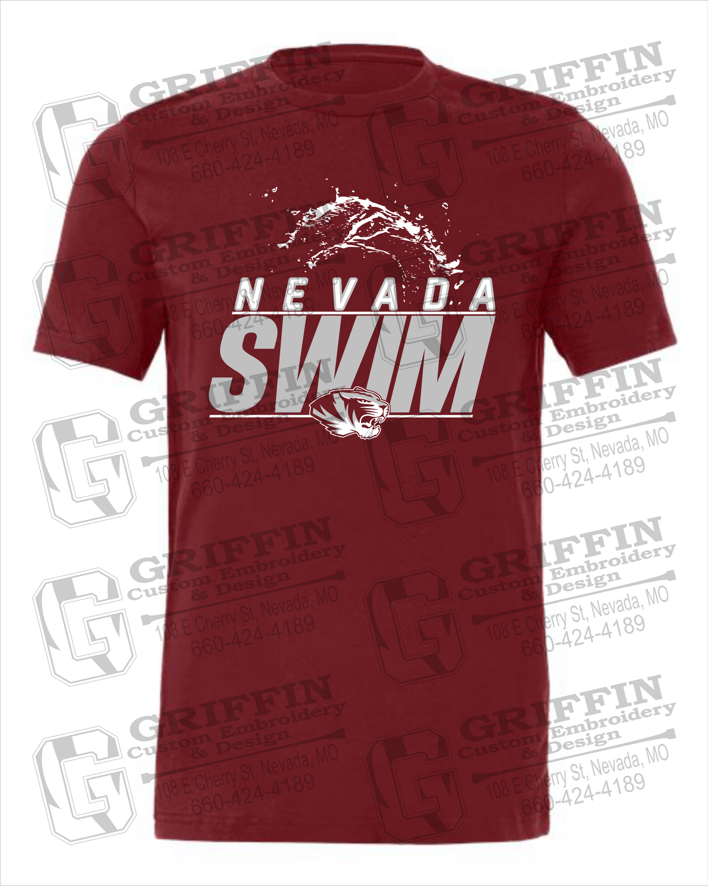 Cotton Short Sleeve T-Shirt - Swimming - Nevada Tigers 23-W