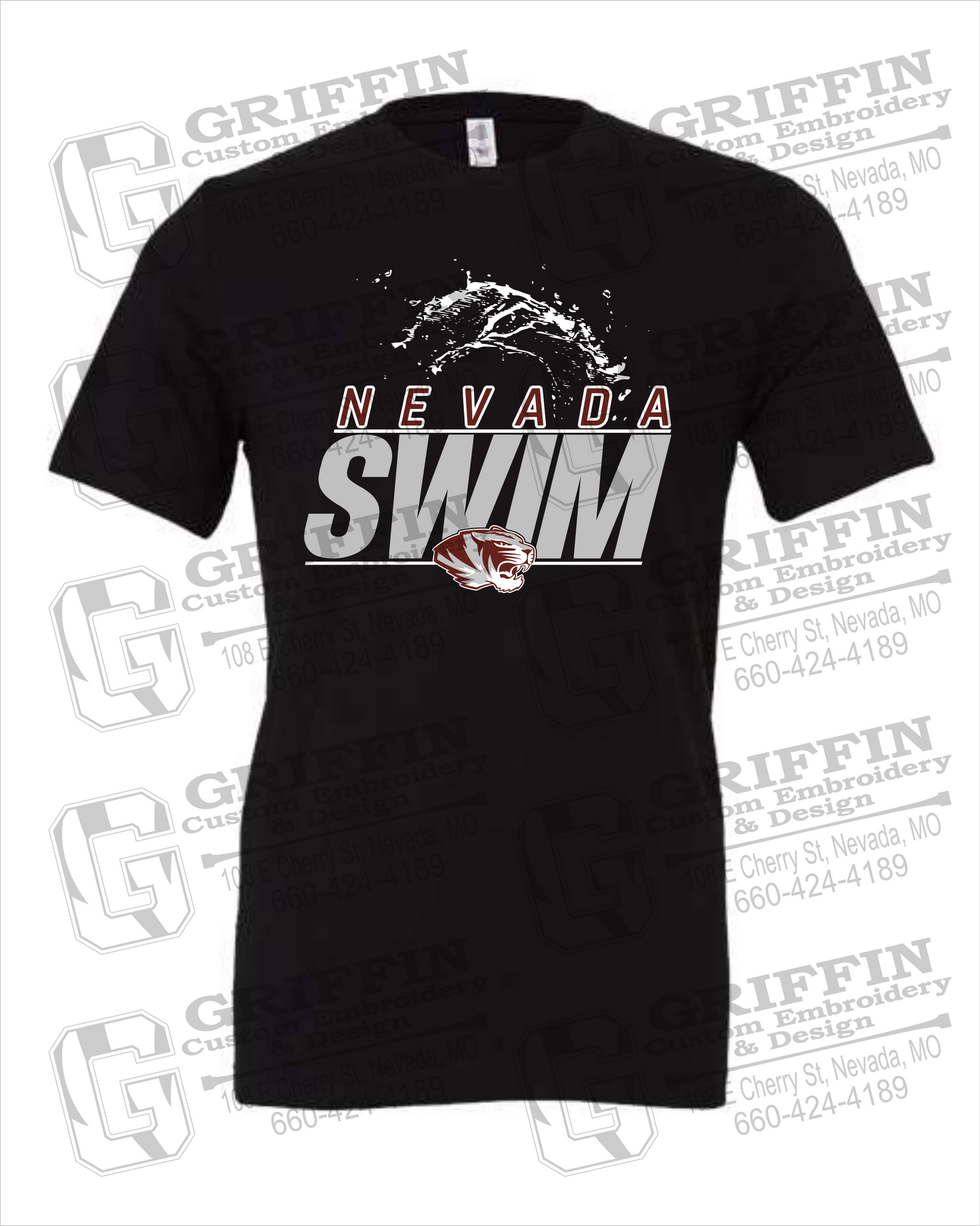Cotton Short Sleeve T-Shirt - Swimming - Nevada Tigers 23-W