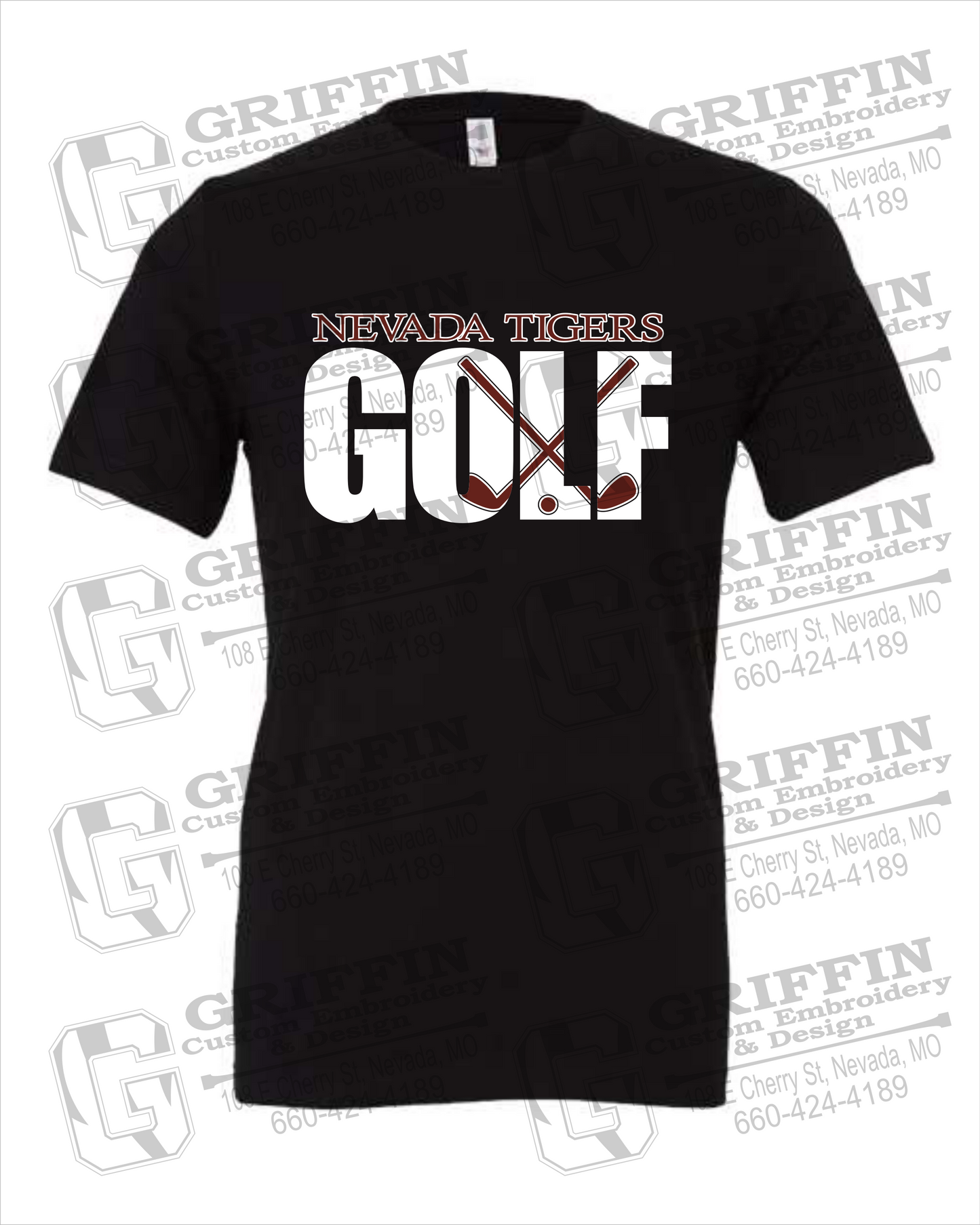 Cotton Short Sleeve T-Shirt - Golf - Nevada Tigers 23-Y