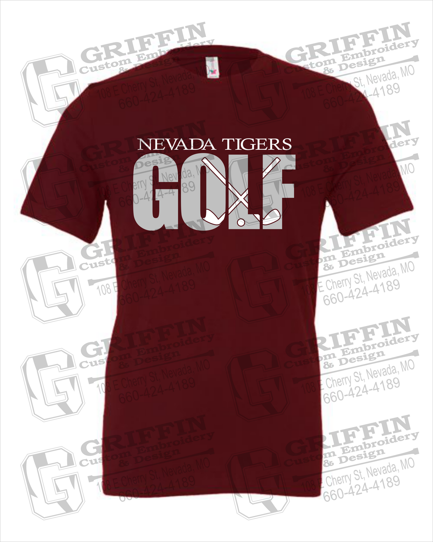 Cotton Short Sleeve T-Shirt - Golf - Nevada Tigers 23-Y