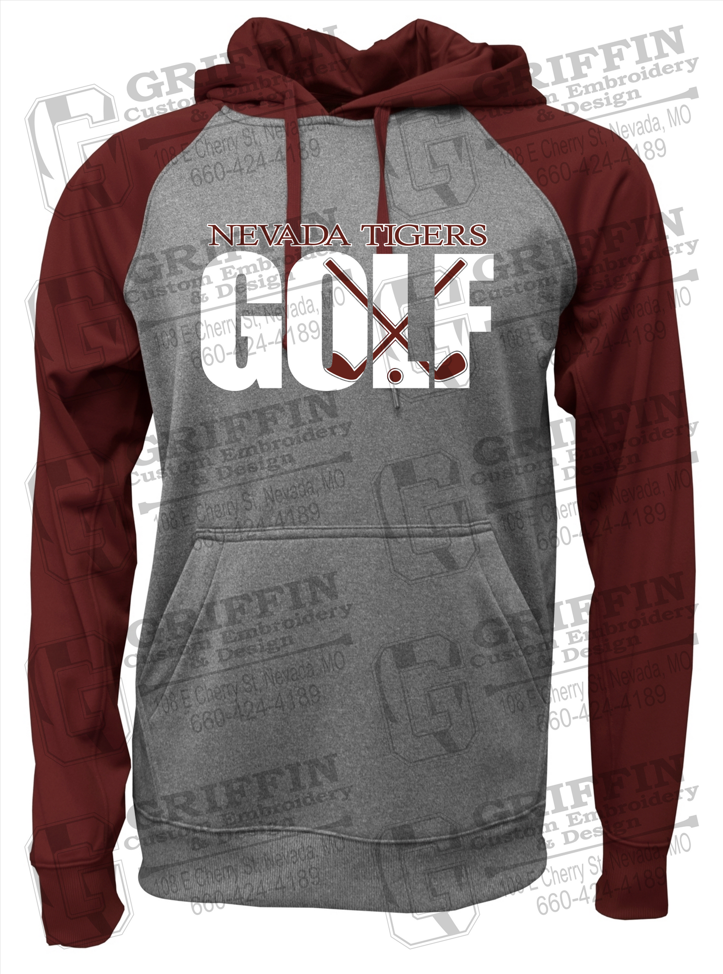 Performance Fleece Raglan Hoodie - Golf - Nevada Tigers 23-Y