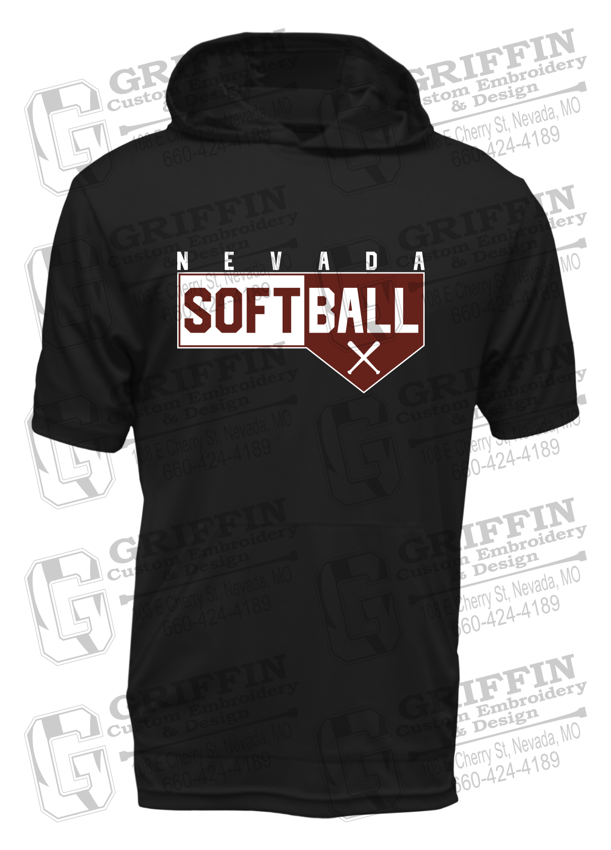 Dry-Fit Short Sleeve T-Shirt Hoodie - Softball - Nevada Tigers 24-B