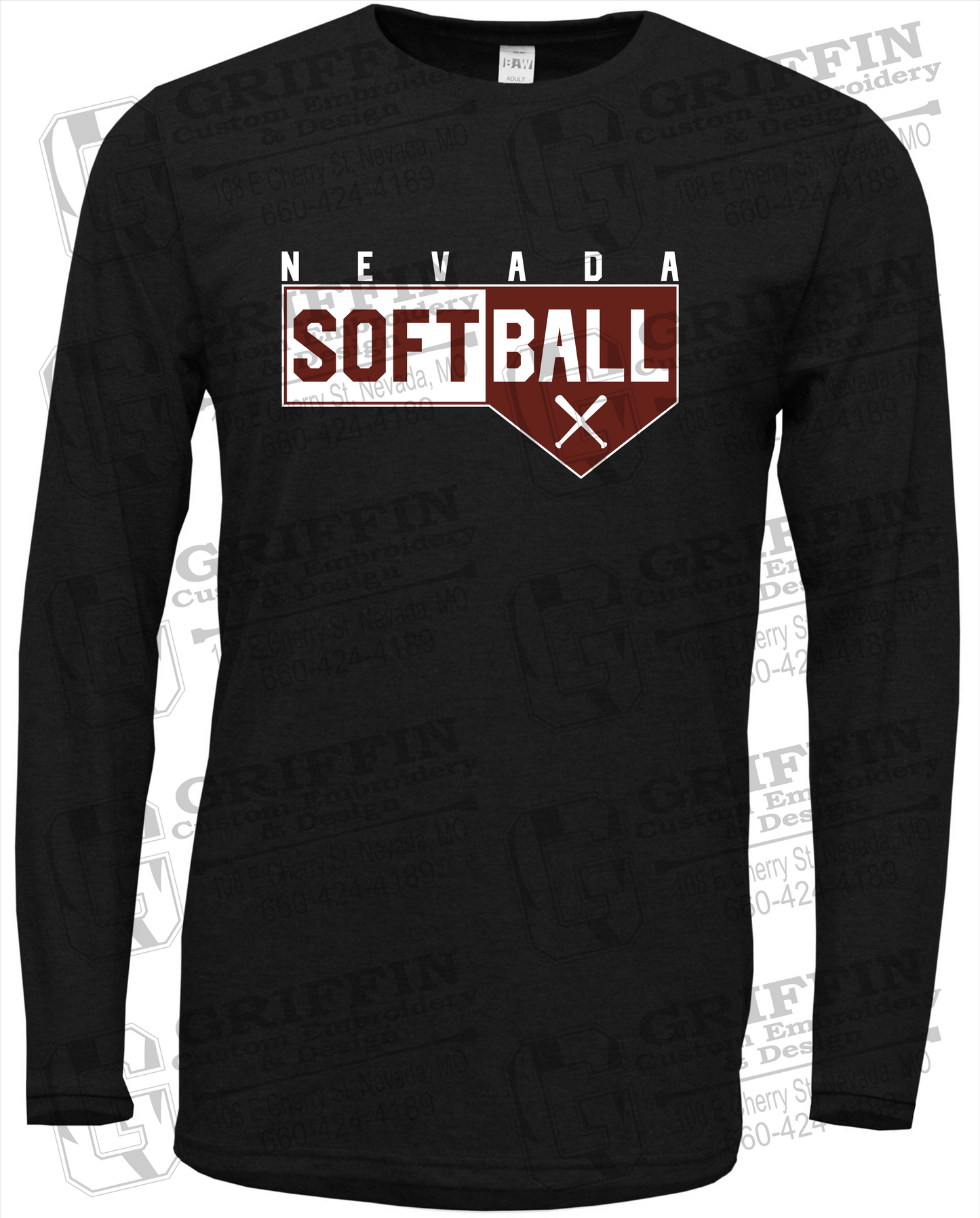 Soft-Tek Long Sleeve T-Shirt - Softball - Nevada Tigers 24-B