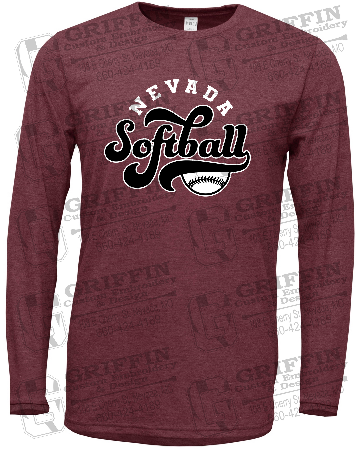 Soft-Tek Long Sleeve T-Shirt - Softball - Nevada Tigers 24-D