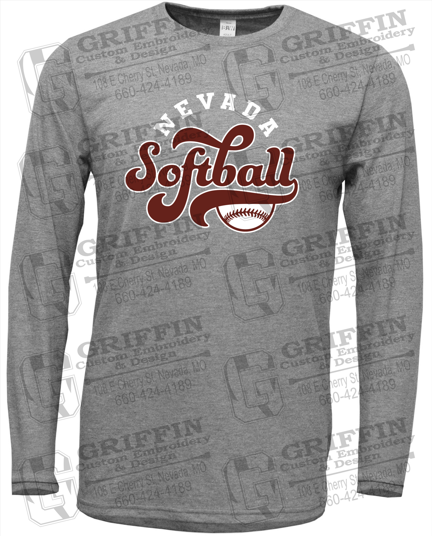 Soft-Tek Long Sleeve T-Shirt - Softball - Nevada Tigers 24-D