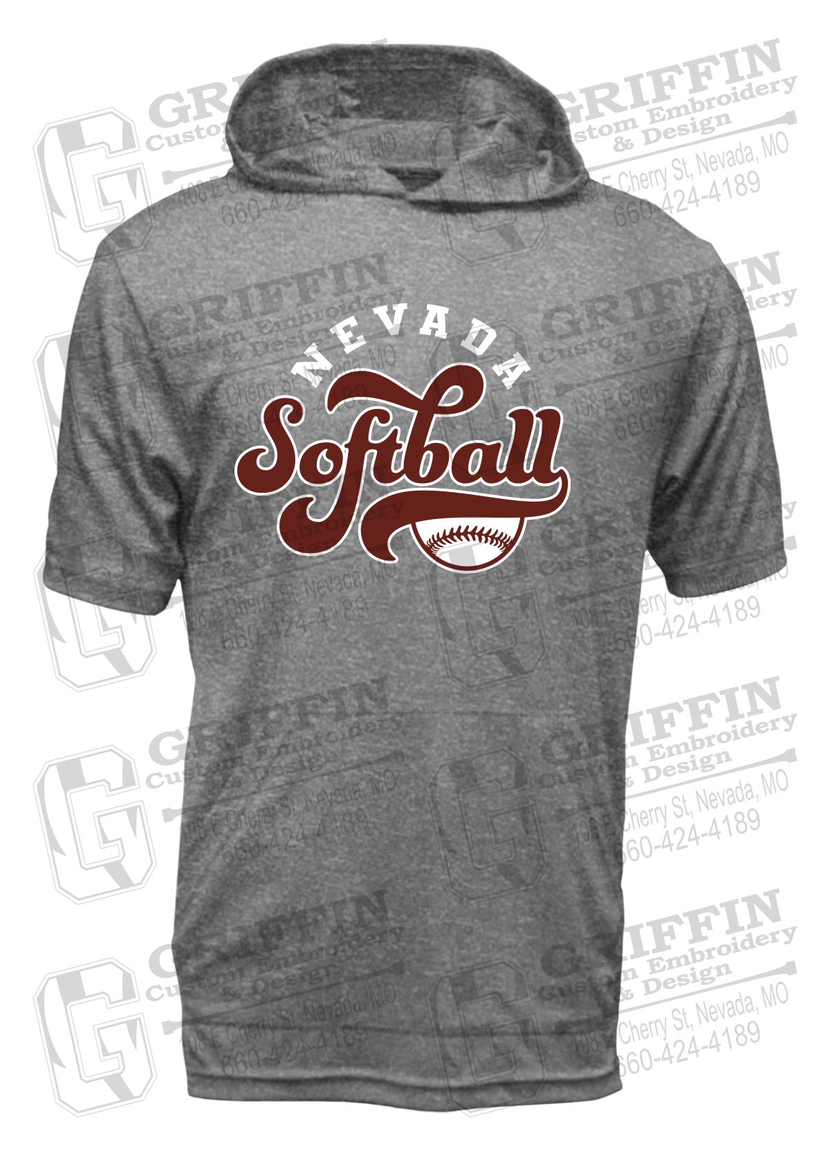 Dry-Fit Short Sleeve T-Shirt Hoodie - Softball - Nevada Tigers 24-D