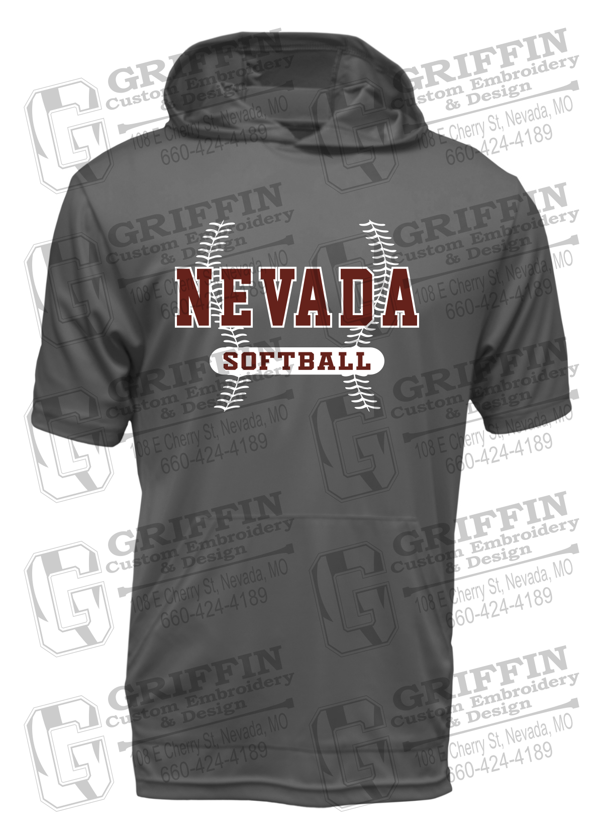 Dry-Fit Short Sleeve T-Shirt Hoodie - Softball - Nevada Tigers 24-E