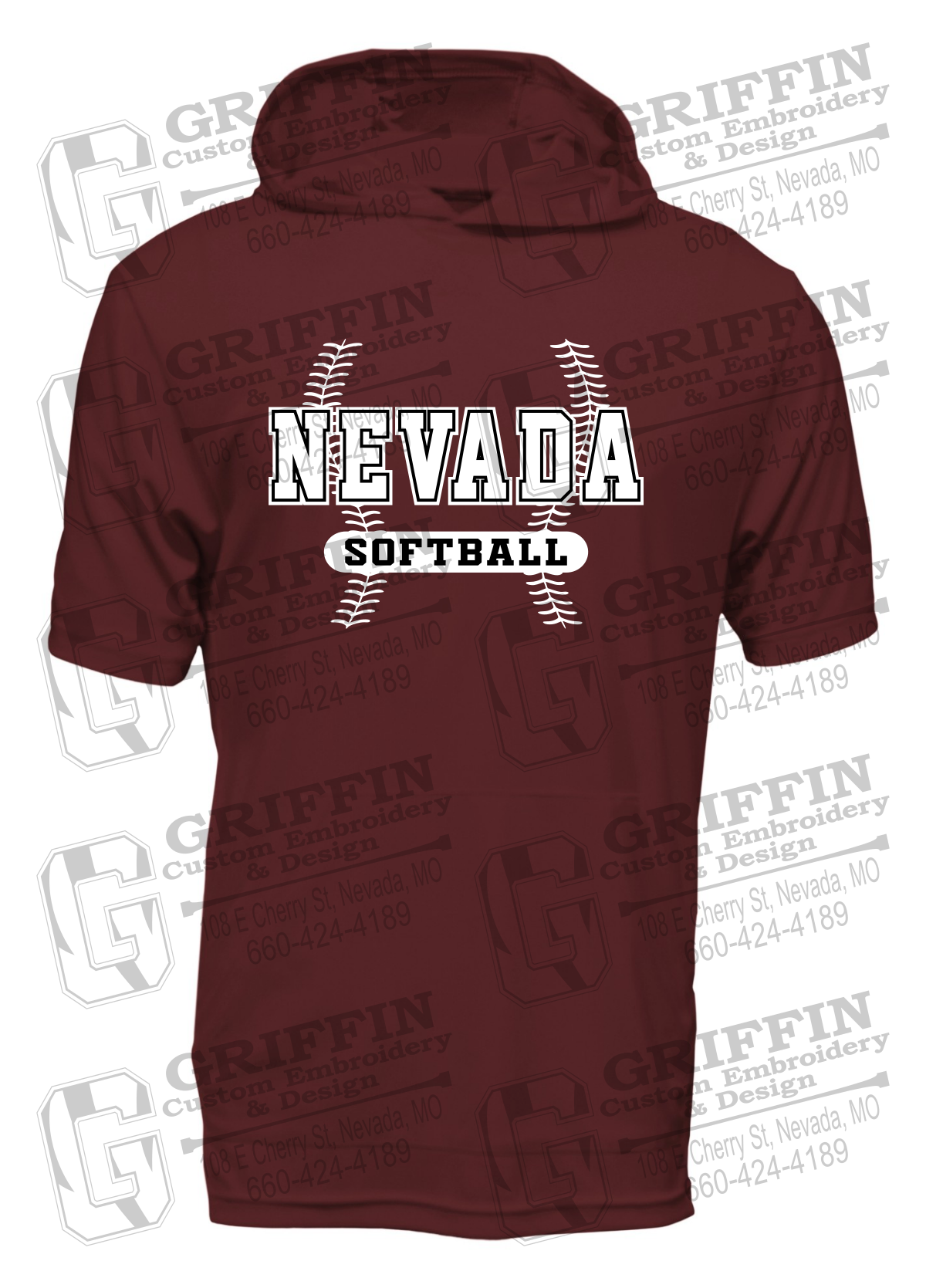 Dry-Fit Short Sleeve T-Shirt Hoodie - Softball - Nevada Tigers 24-E