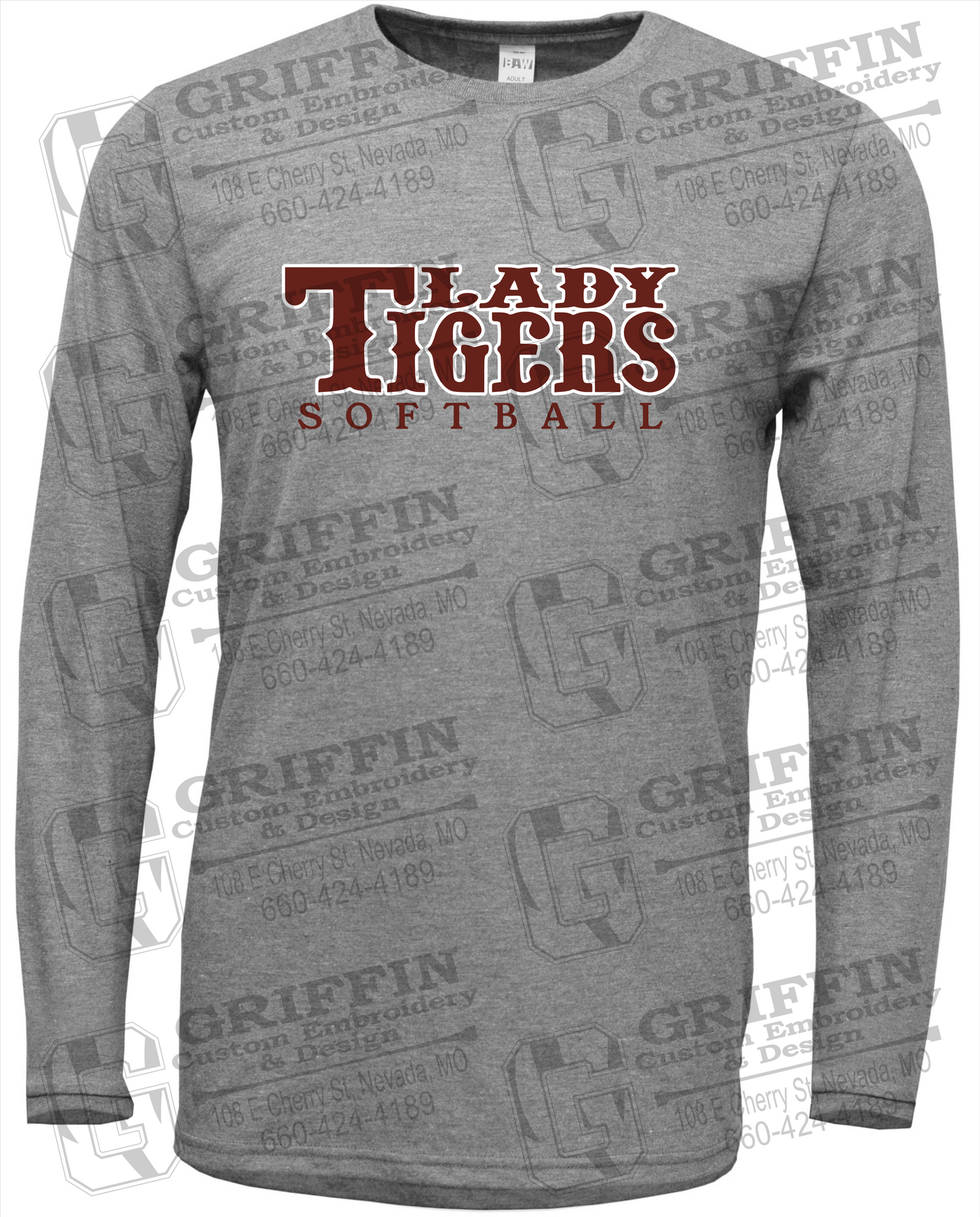 Soft-Tek Long Sleeve T-Shirt - Softball - Nevada Tigers 24-F