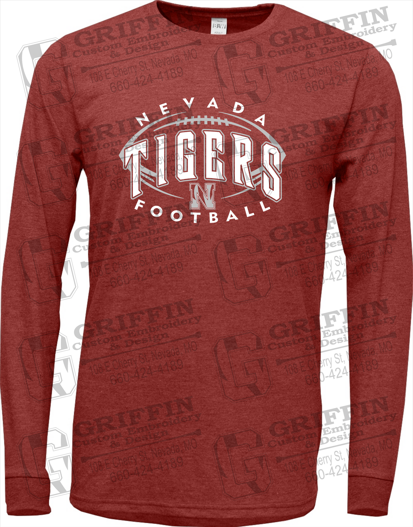 Soft-Tek Long Sleeve T-Shirt - Football - Nevada Tigers 24-G