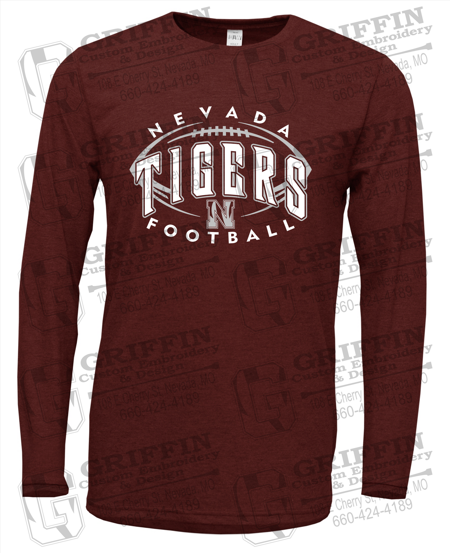 Soft-Tek Long Sleeve T-Shirt - Football - Nevada Tigers 24-G