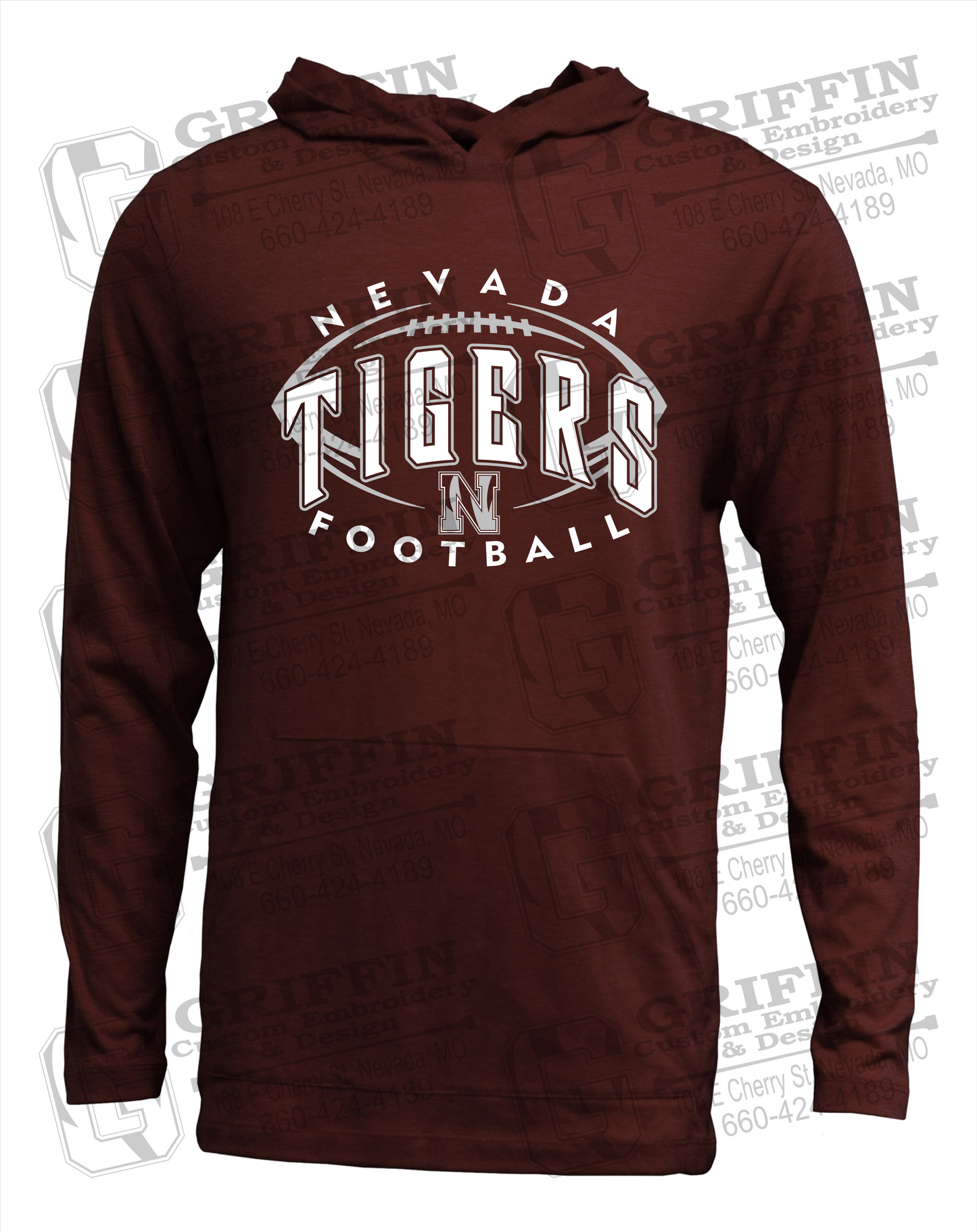 Soft-Tek T-Shirt Hoodie - Football - Nevada Tigers 24-G