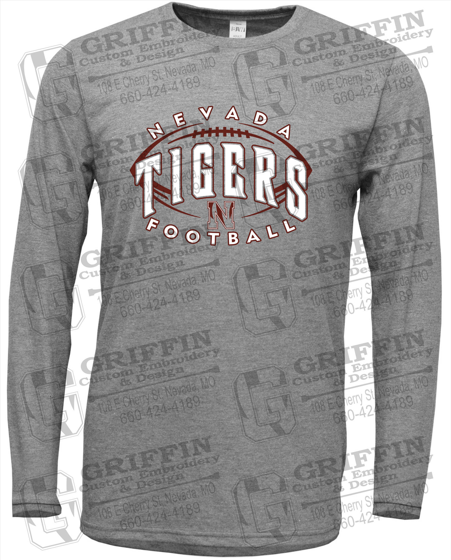 Soft-Tek Long Sleeve T-Shirt - Football - Nevada Tigers 24-G