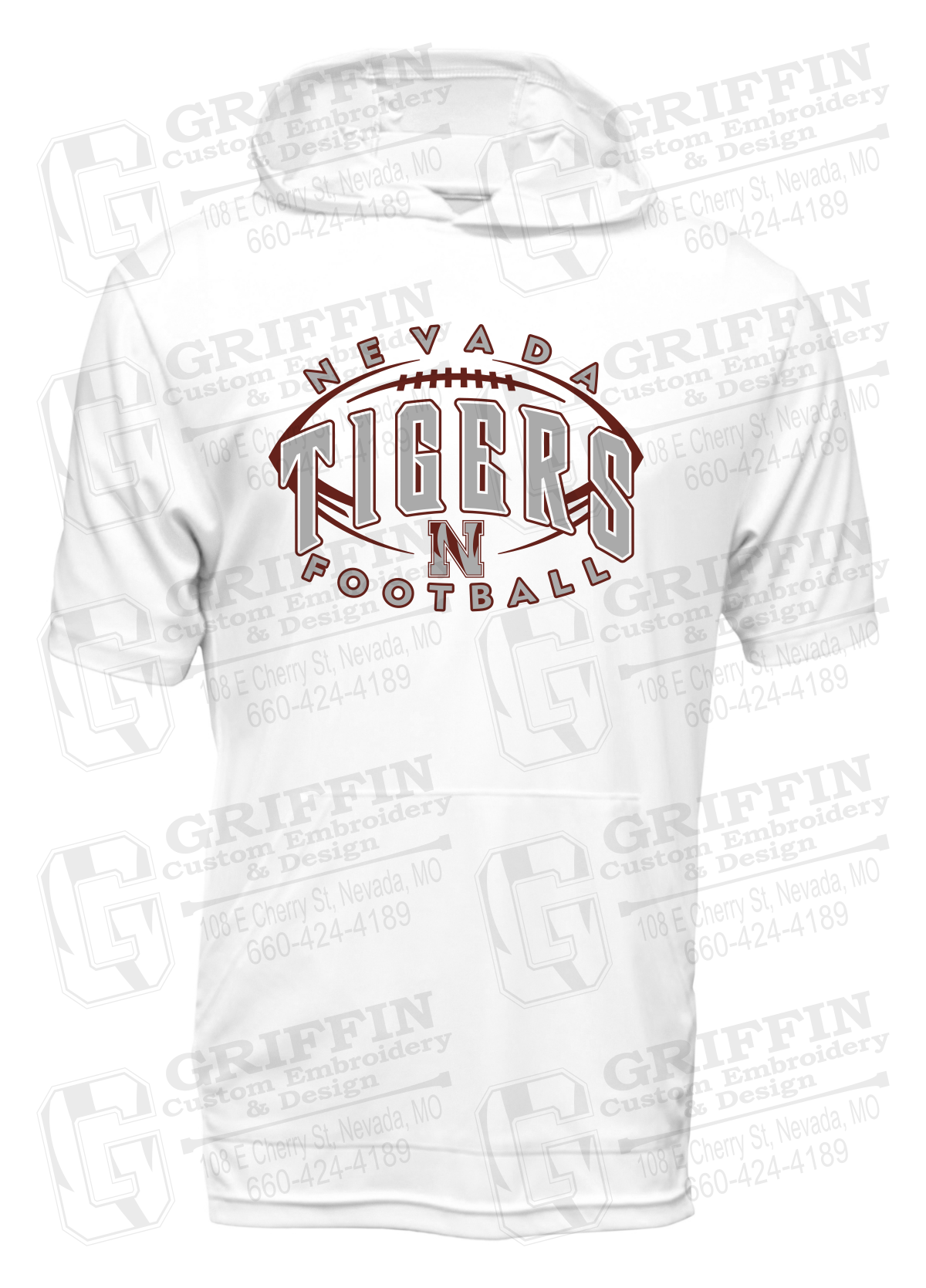 Dry-Fit Short Sleeve T-Shirt Hoodie - Football - Nevada Tigers 24-G