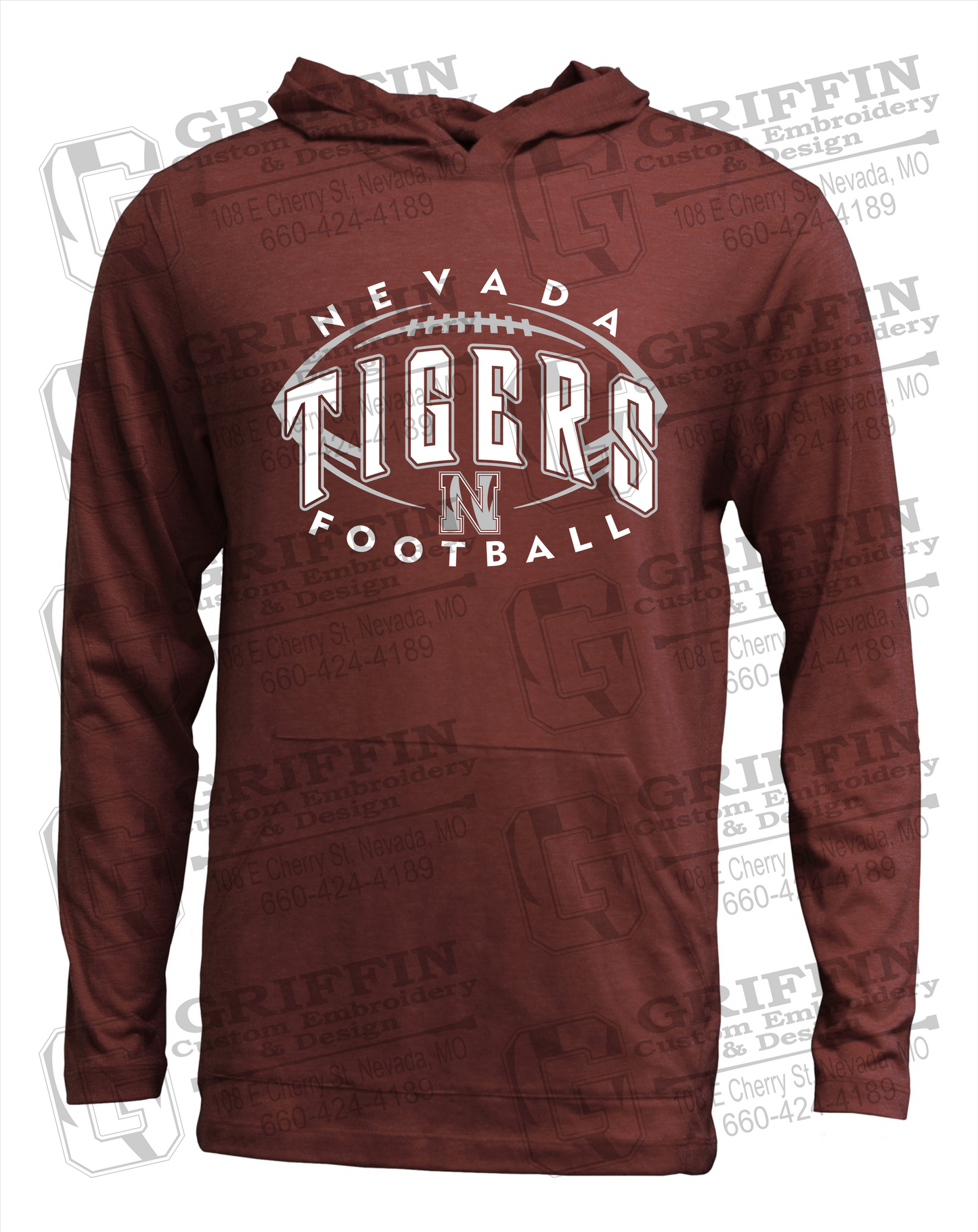 Soft-Tek T-Shirt Hoodie - Football - Nevada Tigers 24-G