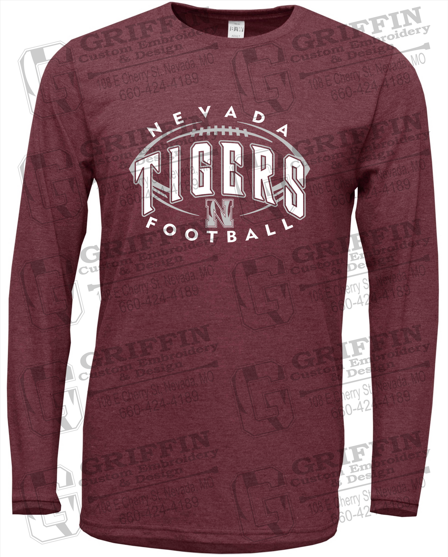Soft-Tek Long Sleeve T-Shirt - Football - Nevada Tigers 24-G