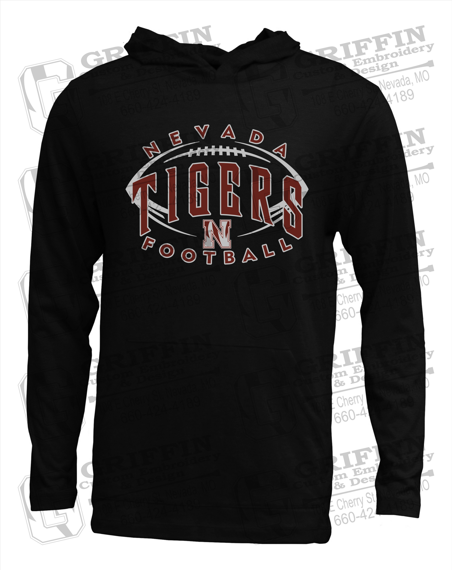 Soft-Tek T-Shirt Hoodie - Football - Nevada Tigers 24-G