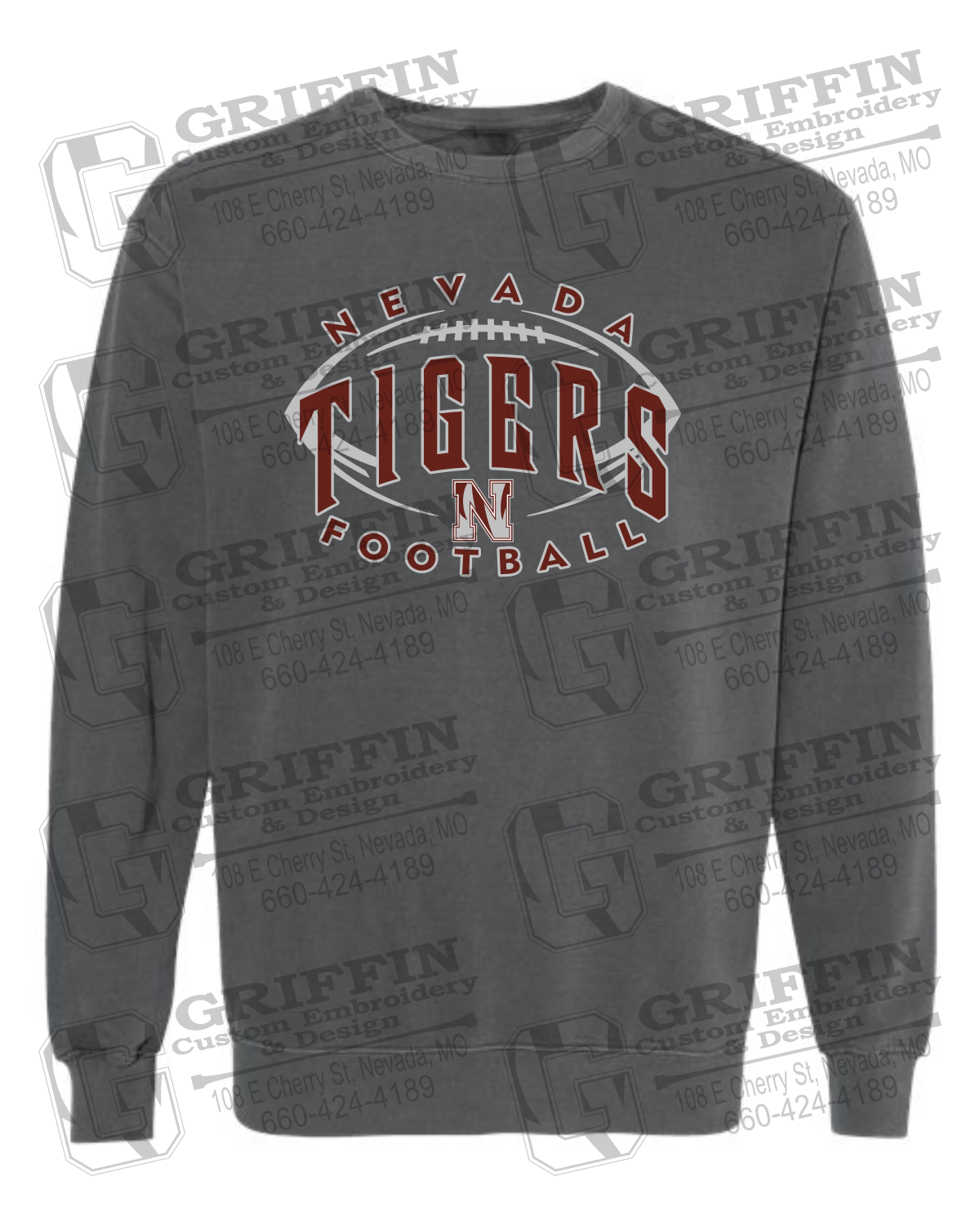 Comfort Colors Crewneck Sweatshirt - Football - Nevada Tigers 24-G