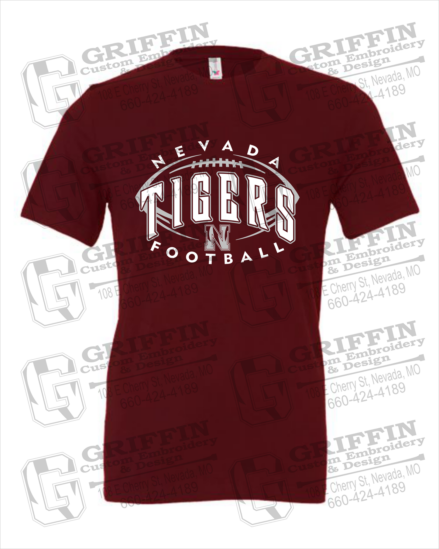 Nevada Tigers 24-G 100% Cotton Short Sleeve T-Shirt - Football