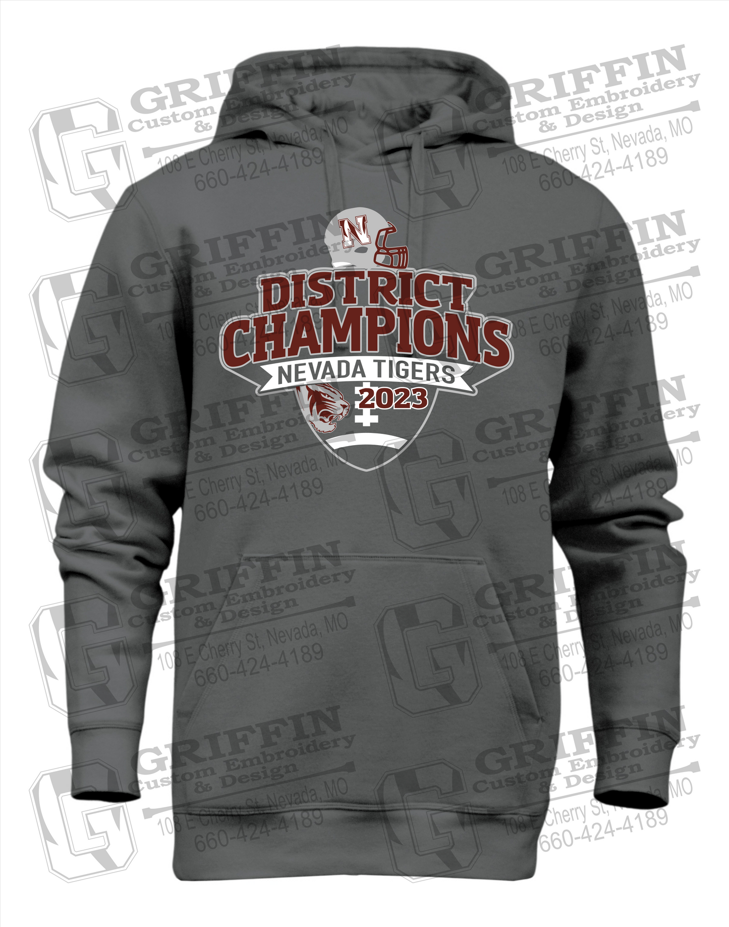 Nevada Tigers 24-L Heavyweight Hoodie - Football 2023 District Champions