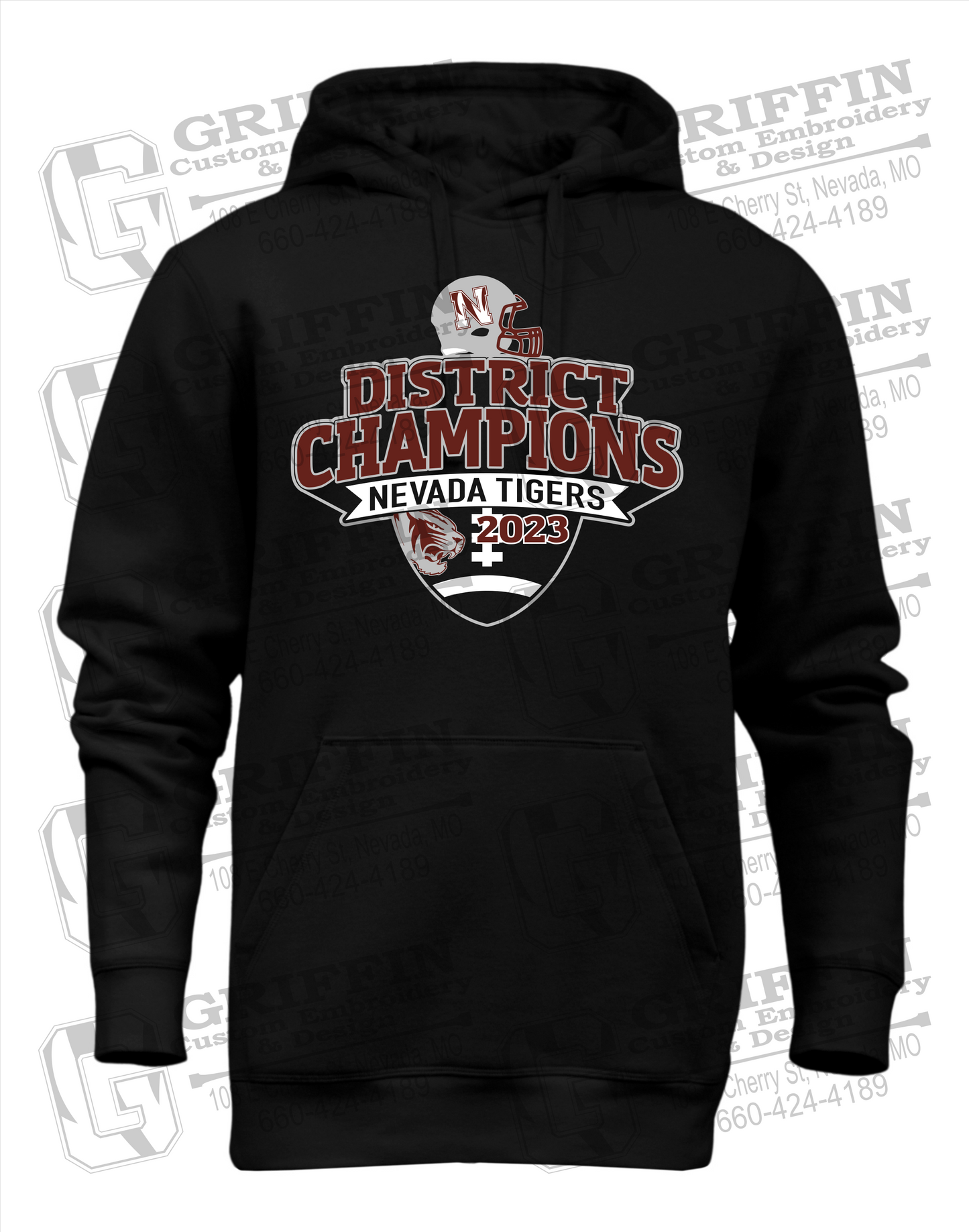 Nevada Tigers 24-L Heavyweight Hoodie - Football 2023 District Champions