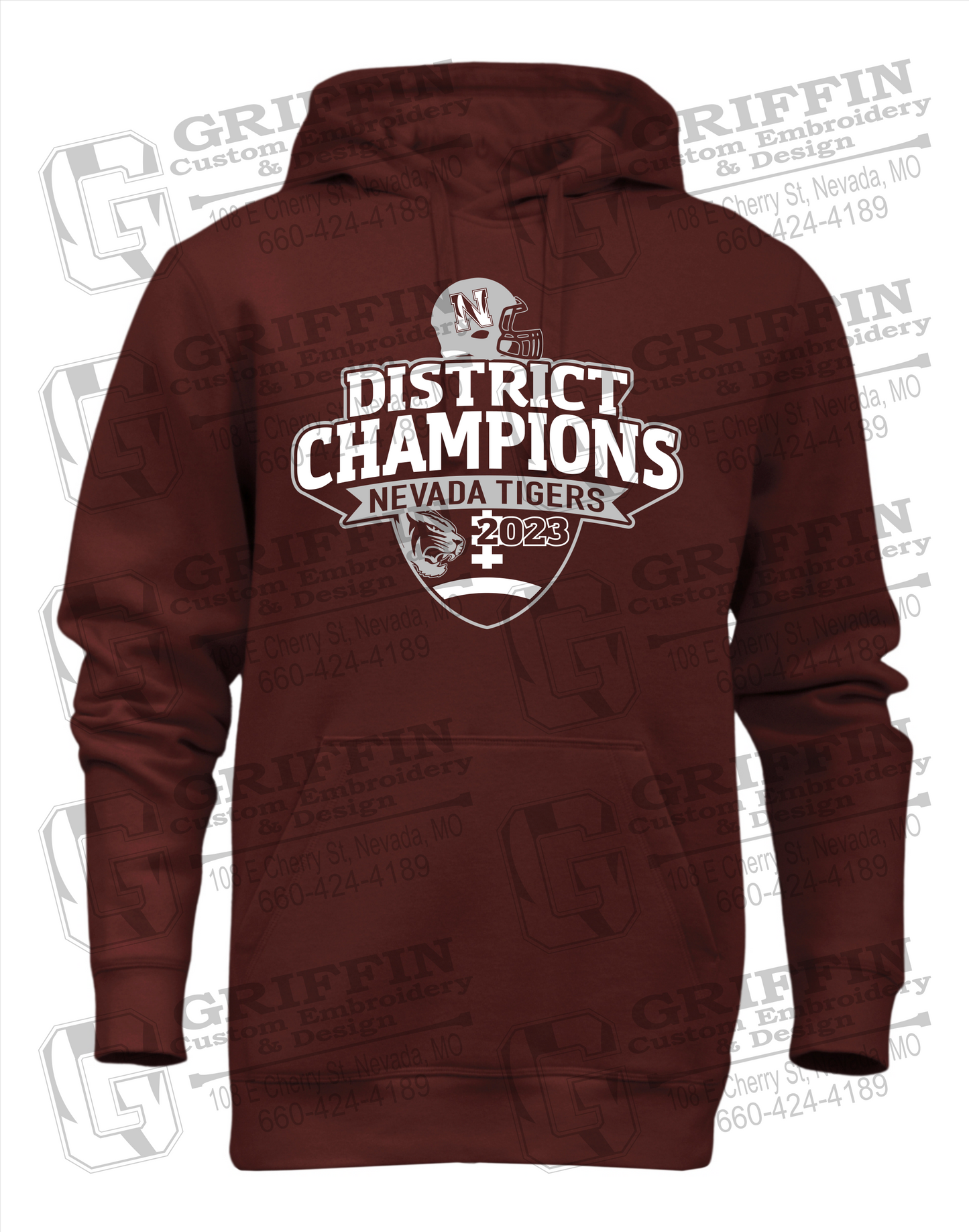 Nevada Tigers 24-L Heavyweight Hoodie - Football 2023 District Champions