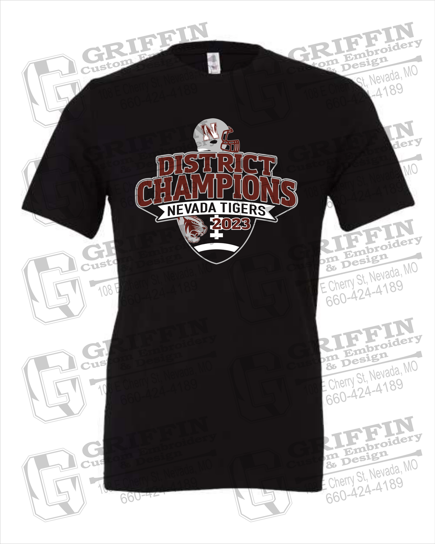 Nevada Tigers 24-L 100% Cotton Short Sleeve T-Shirt - Football 2023 District Champions
