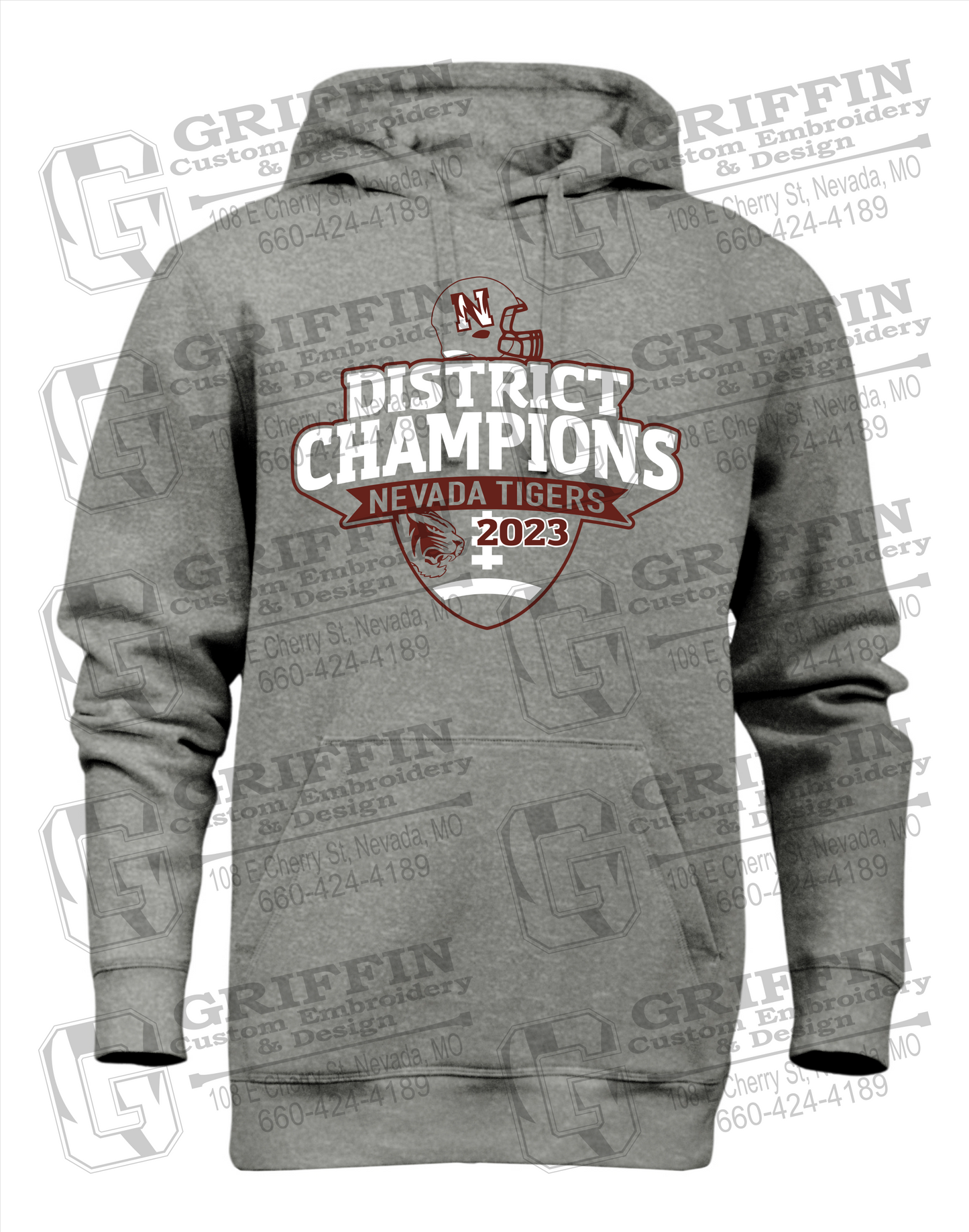 Nevada Tigers 24-L Heavyweight Hoodie - Football 2023 District Champions