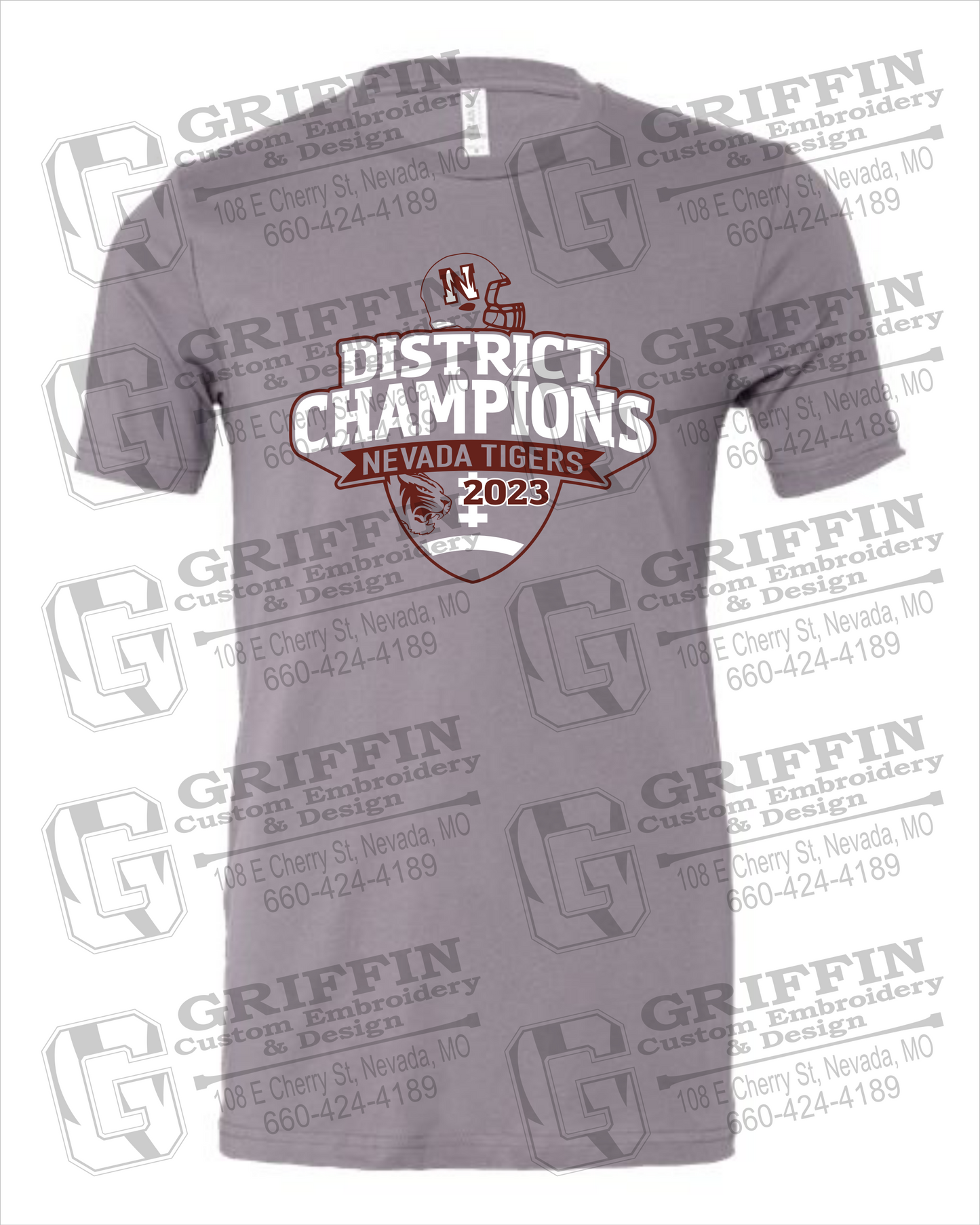 Nevada Tigers 24-L 100% Cotton Short Sleeve T-Shirt - Football 2023 District Champions