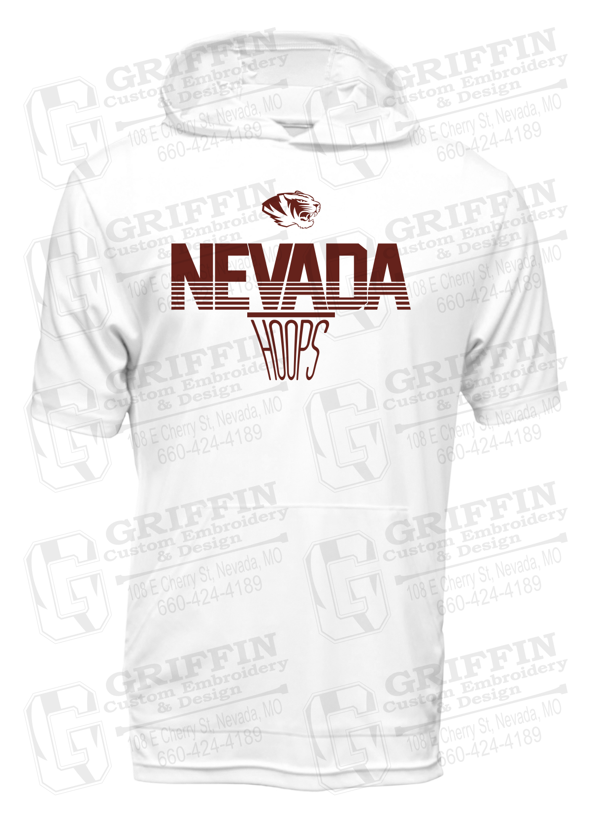 Dry-Fit Short Sleeve T-Shirt Hoodie - Basketball - Nevada Tigers 24-N