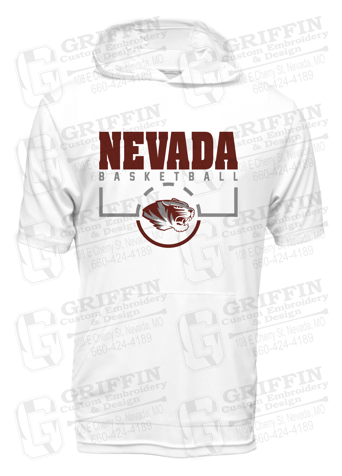 Dry-Fit Short Sleeve T-Shirt Hoodie - Basketball - Nevada Tigers 24-P