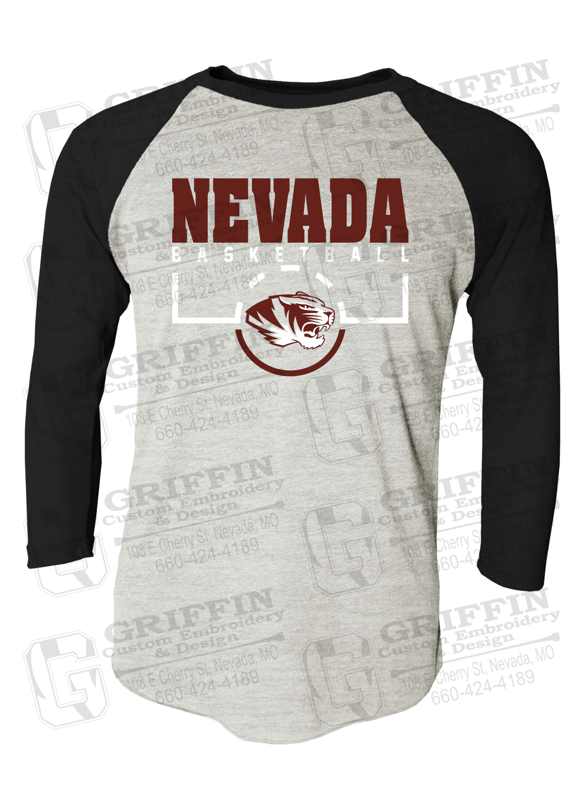 Tri-Blend Raglan Sleeve T-Shirt - Basketball - Nevada Tigers 24-P