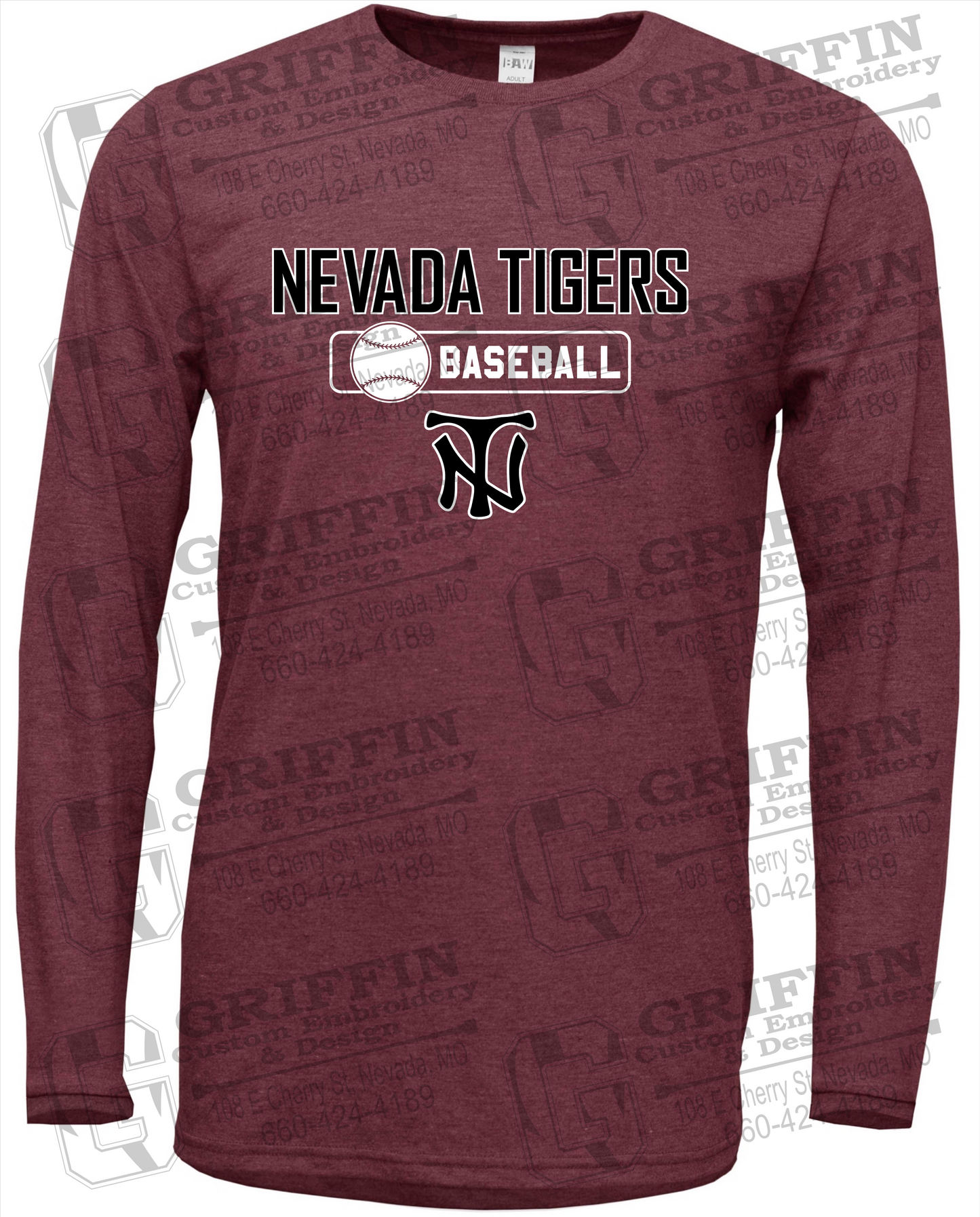 Soft-Tek Long Sleeve T-Shirt - Baseball - Nevada Tigers 24-S