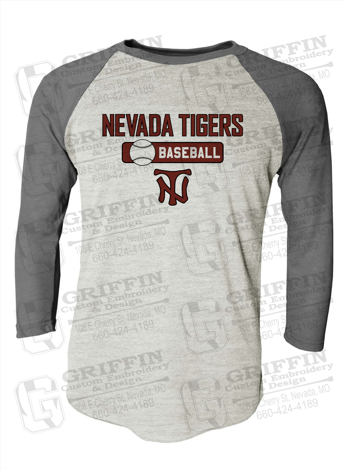 Tri-Blend Raglan Sleeve T-Shirt - Baseball - Nevada Tigers 24-S
