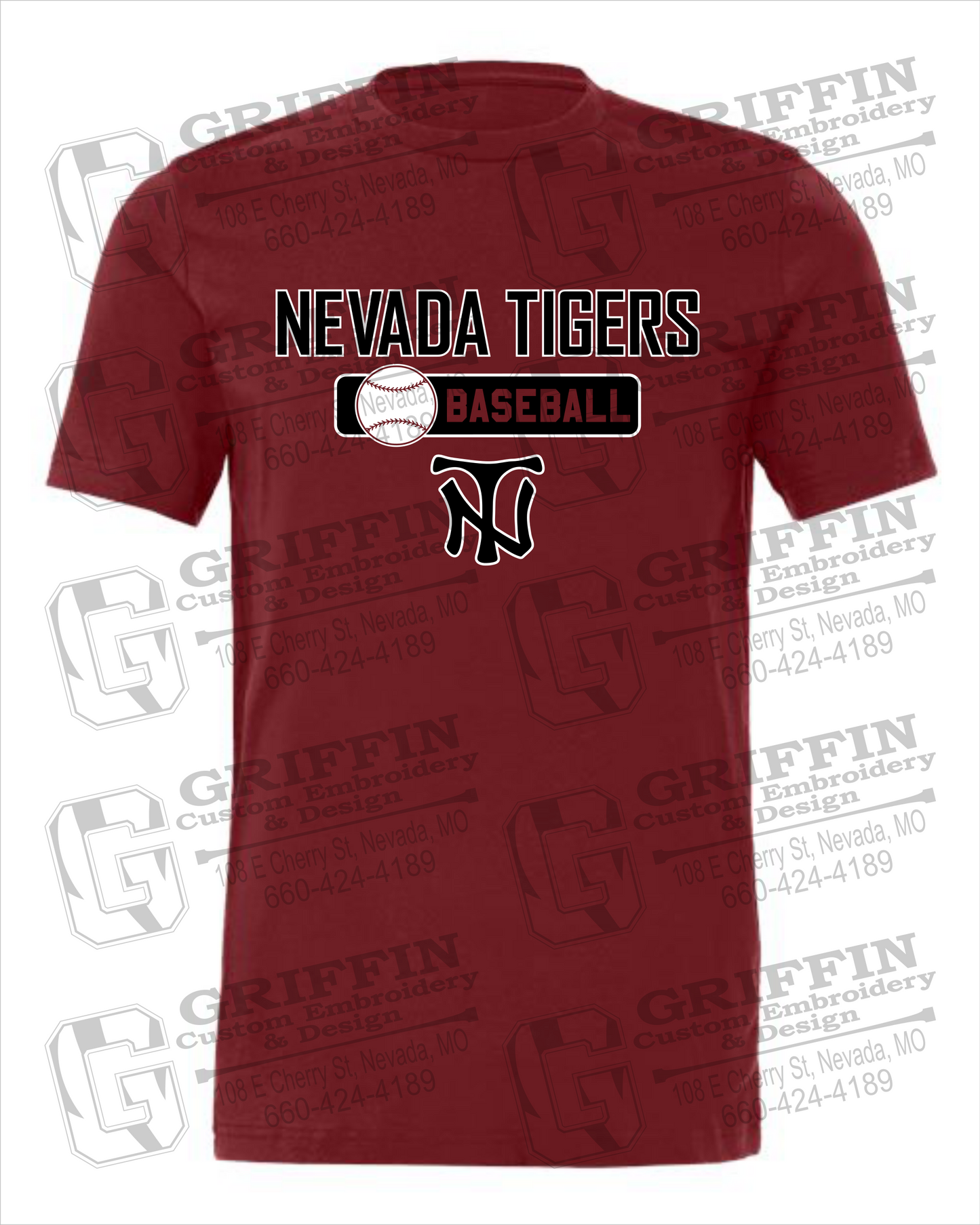 Cotton Short Sleeve T-Shirt - Baseball - Nevada Tigers 24-S