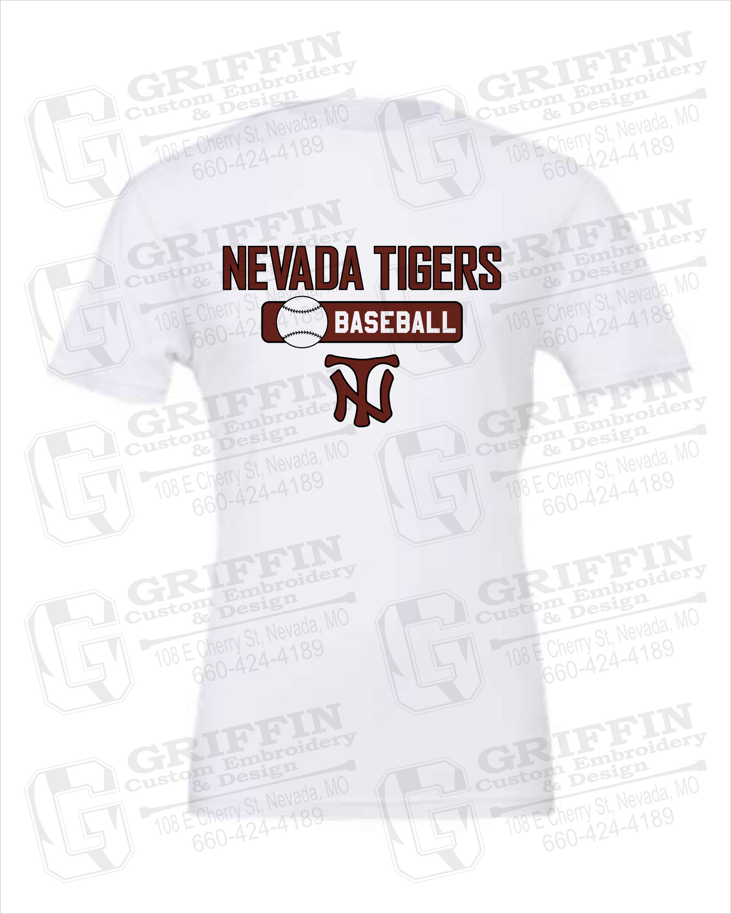 Cotton Short Sleeve T-Shirt - Baseball - Nevada Tigers 24-S