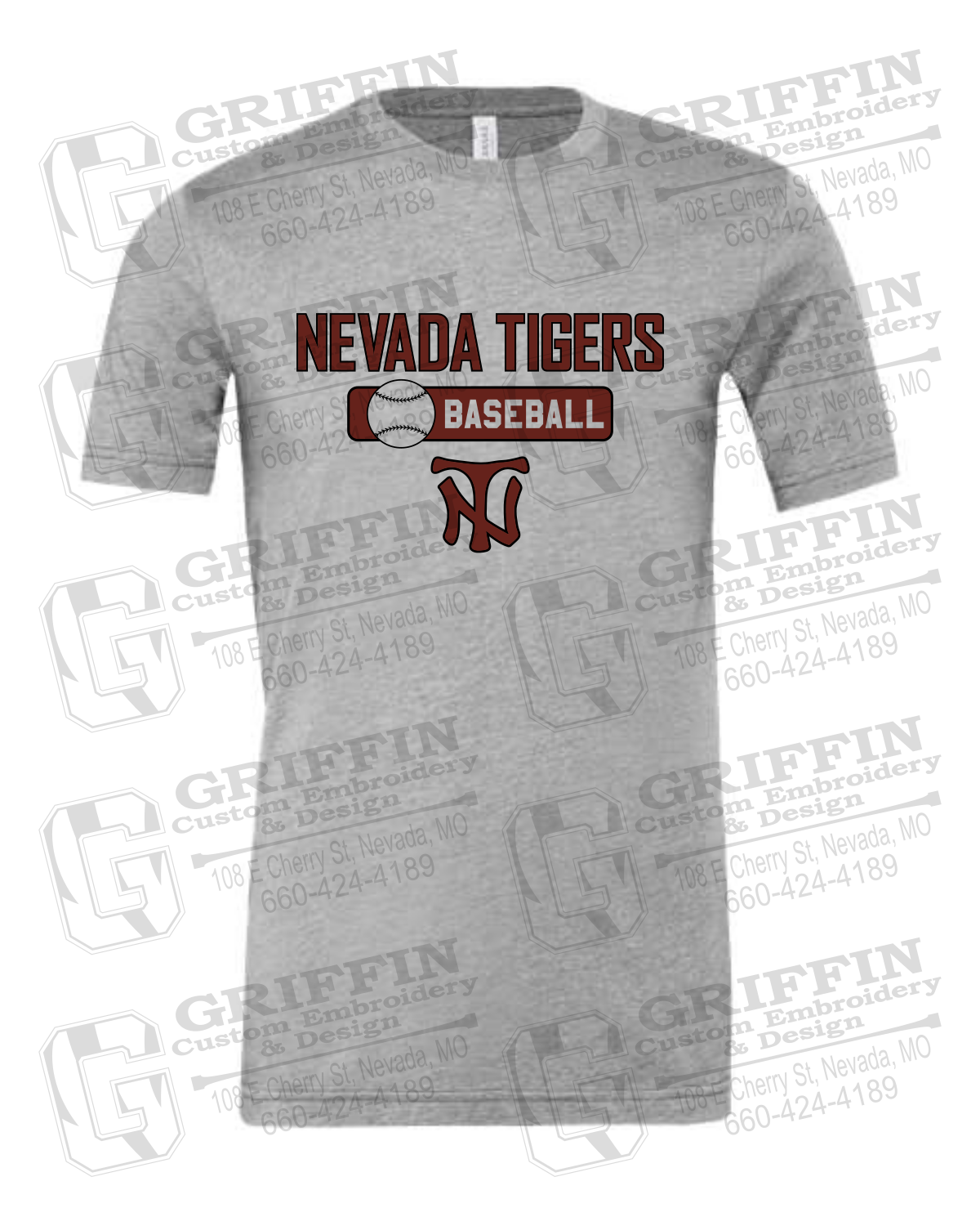 Cotton Short Sleeve T-Shirt - Baseball - Nevada Tigers 24-S