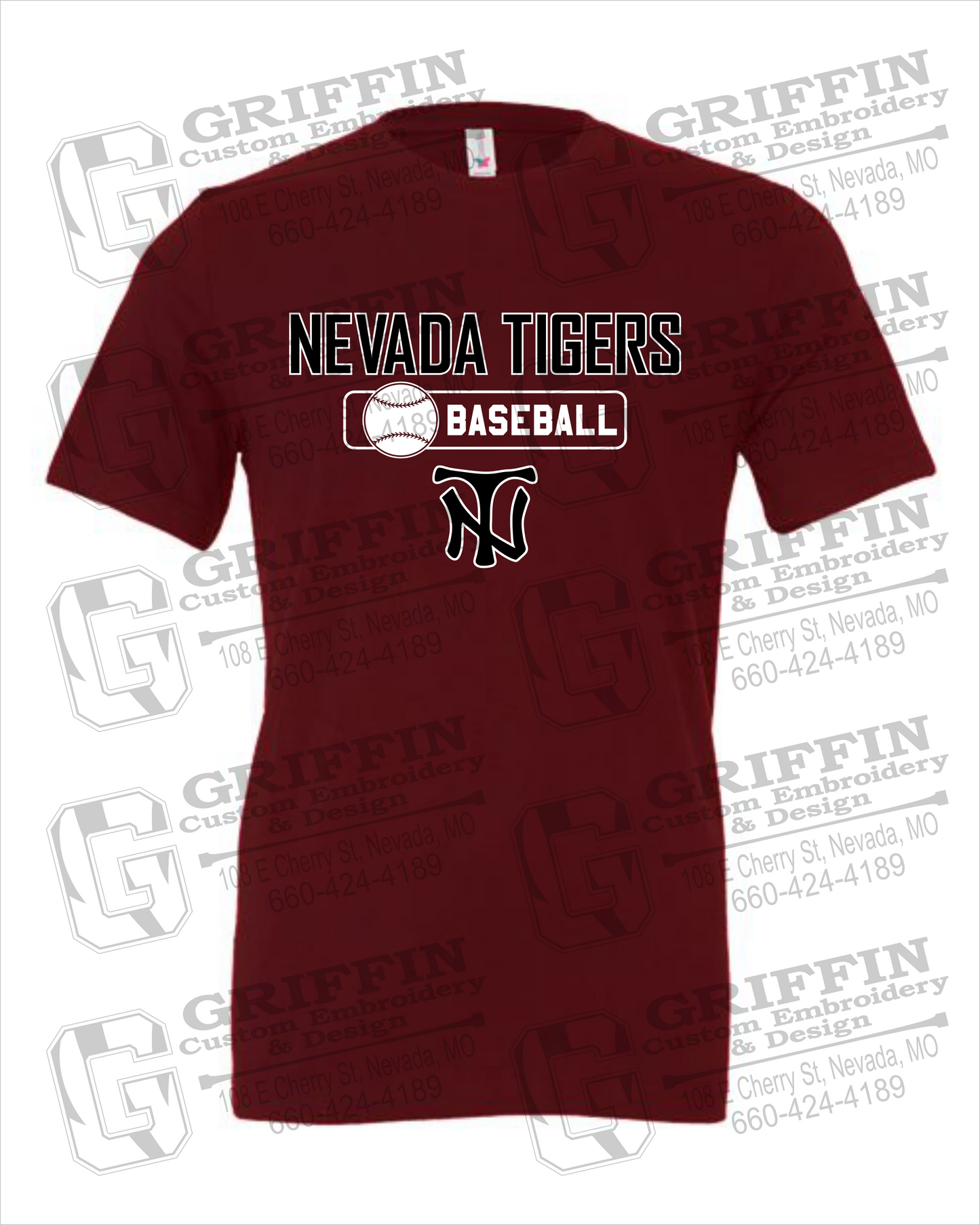 Cotton Short Sleeve T-Shirt - Baseball - Nevada Tigers 24-S