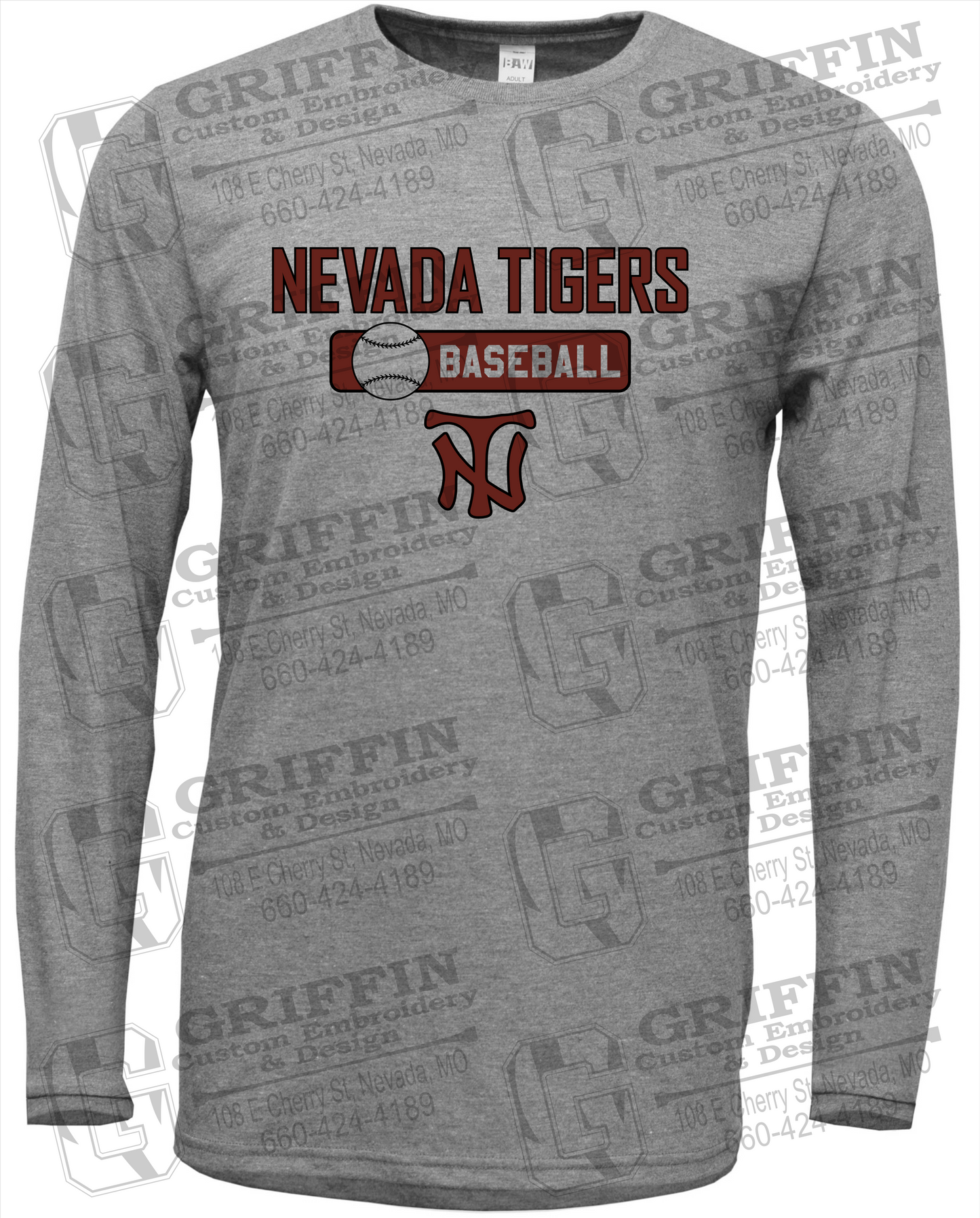 Soft-Tek Long Sleeve T-Shirt - Baseball - Nevada Tigers 24-S