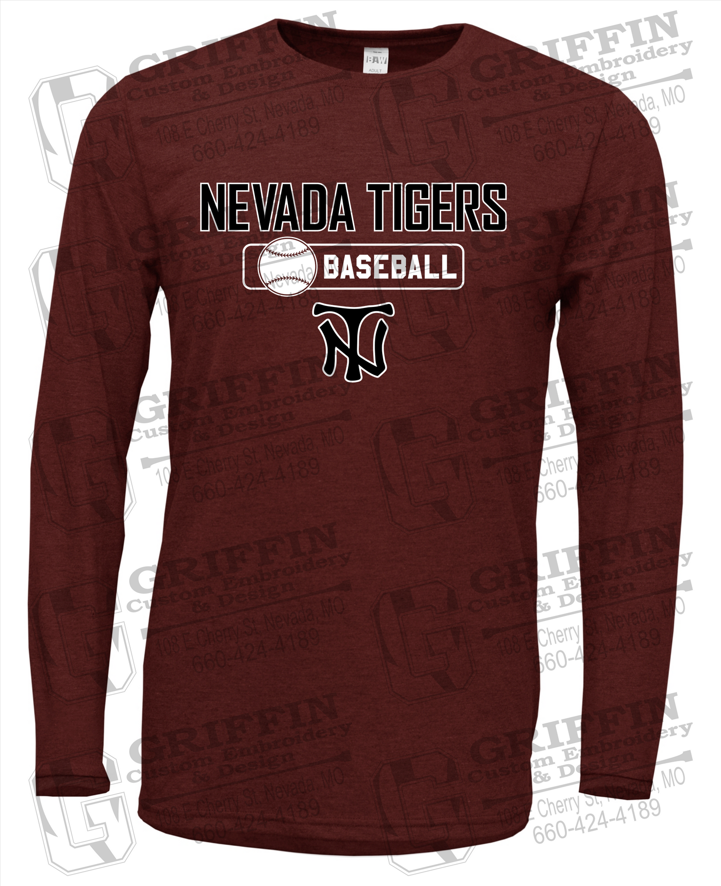 Soft-Tek Long Sleeve T-Shirt - Baseball - Nevada Tigers 24-S