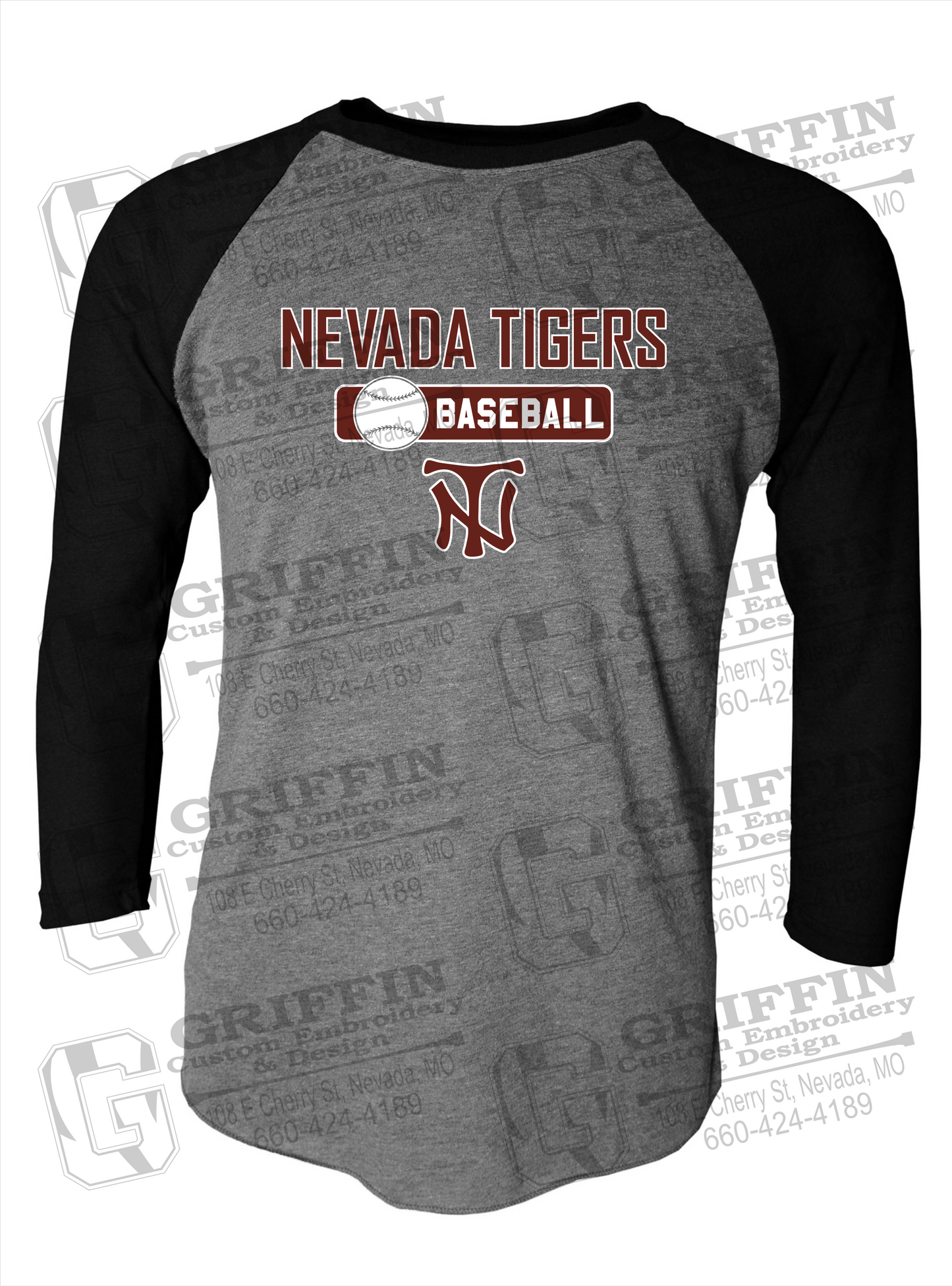 Tri-Blend Raglan Sleeve T-Shirt - Baseball - Nevada Tigers 24-S