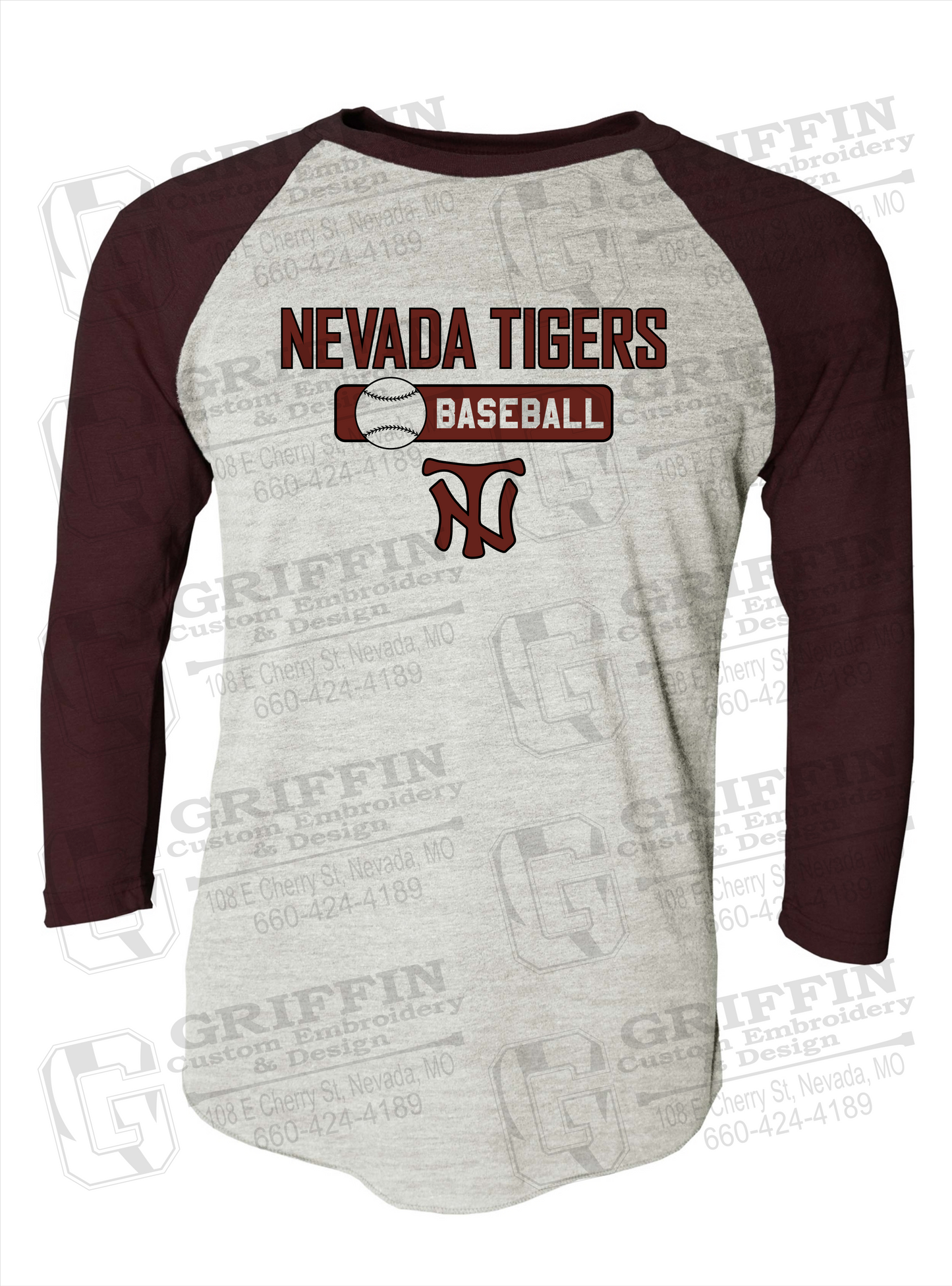 Tri-Blend Raglan Sleeve T-Shirt - Baseball - Nevada Tigers 24-S