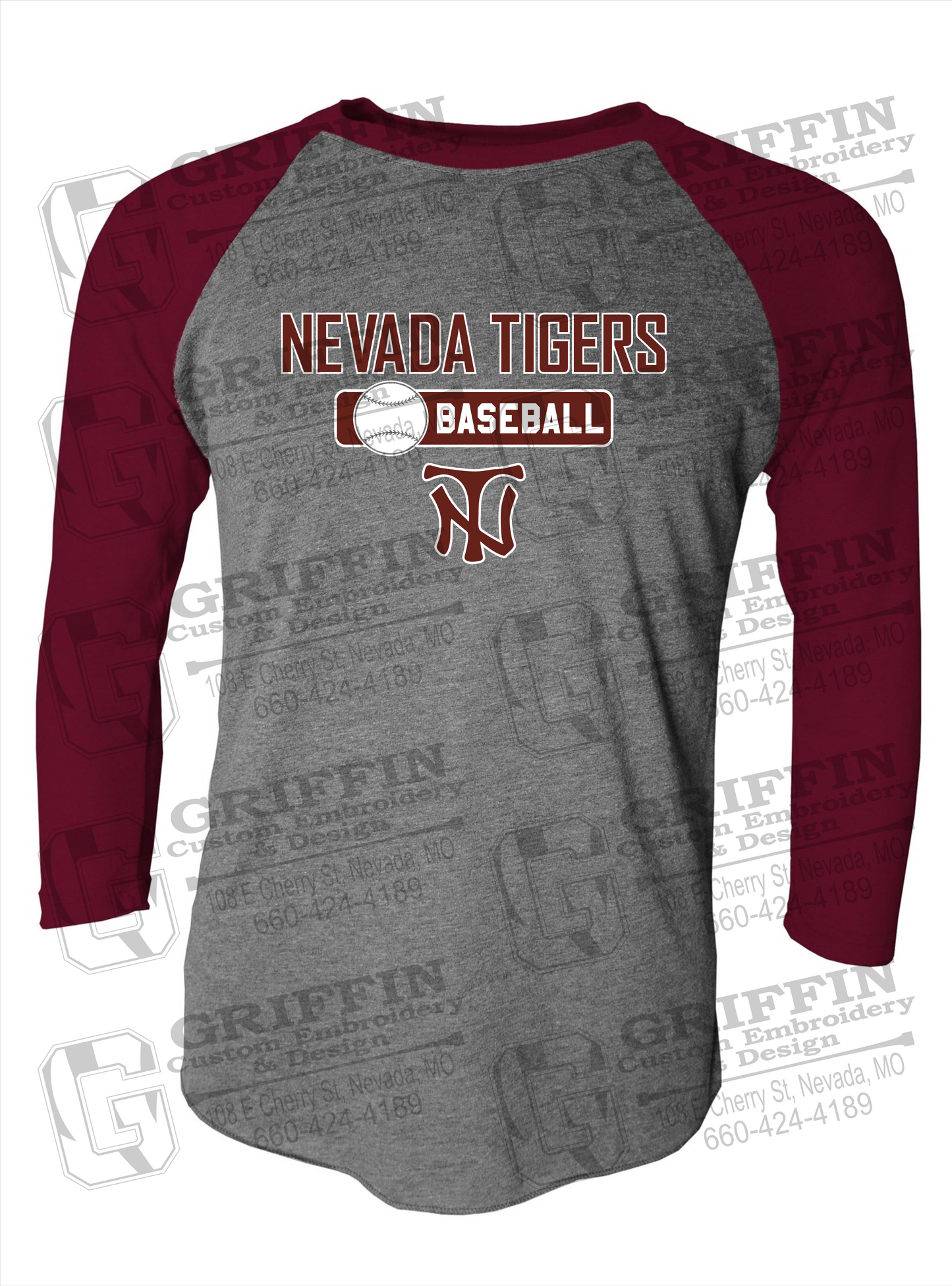 Tri-Blend Raglan Sleeve T-Shirt - Baseball - Nevada Tigers 24-S