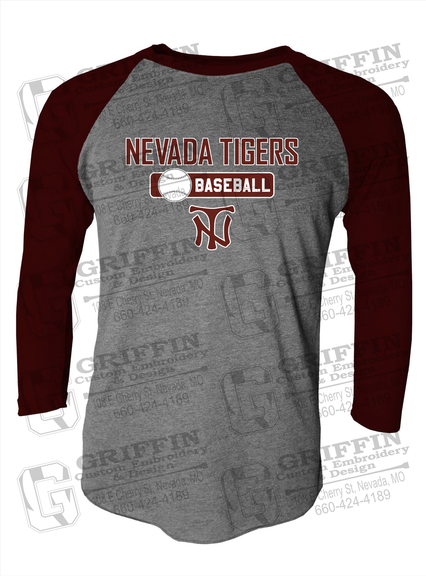 Tri-Blend Raglan Sleeve T-Shirt - Baseball - Nevada Tigers 24-S