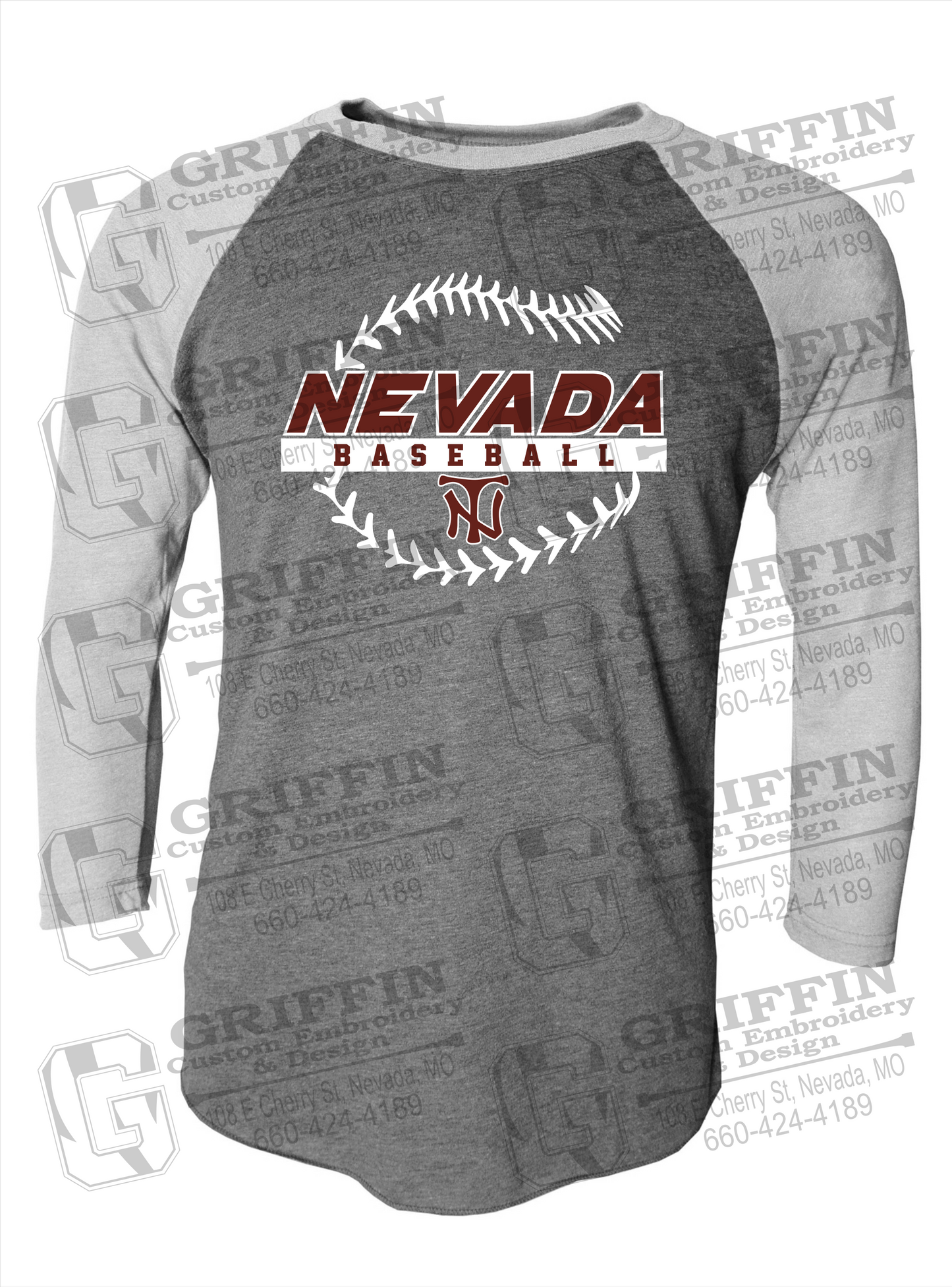 Tri-Blend Raglan Sleeve T-Shirt - Baseball - Nevada Tigers 24-T