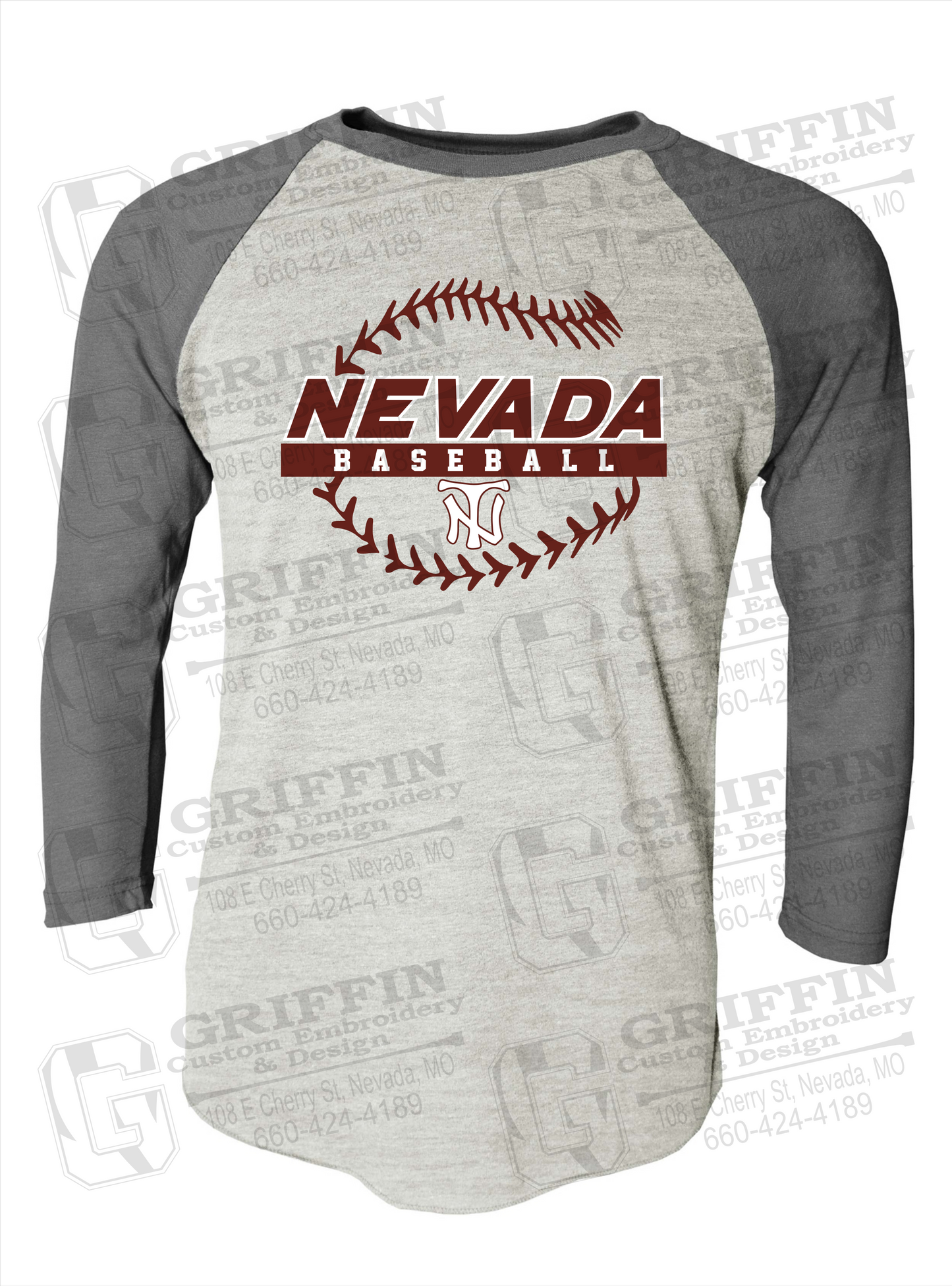 Tri-Blend Raglan Sleeve T-Shirt - Baseball - Nevada Tigers 24-T