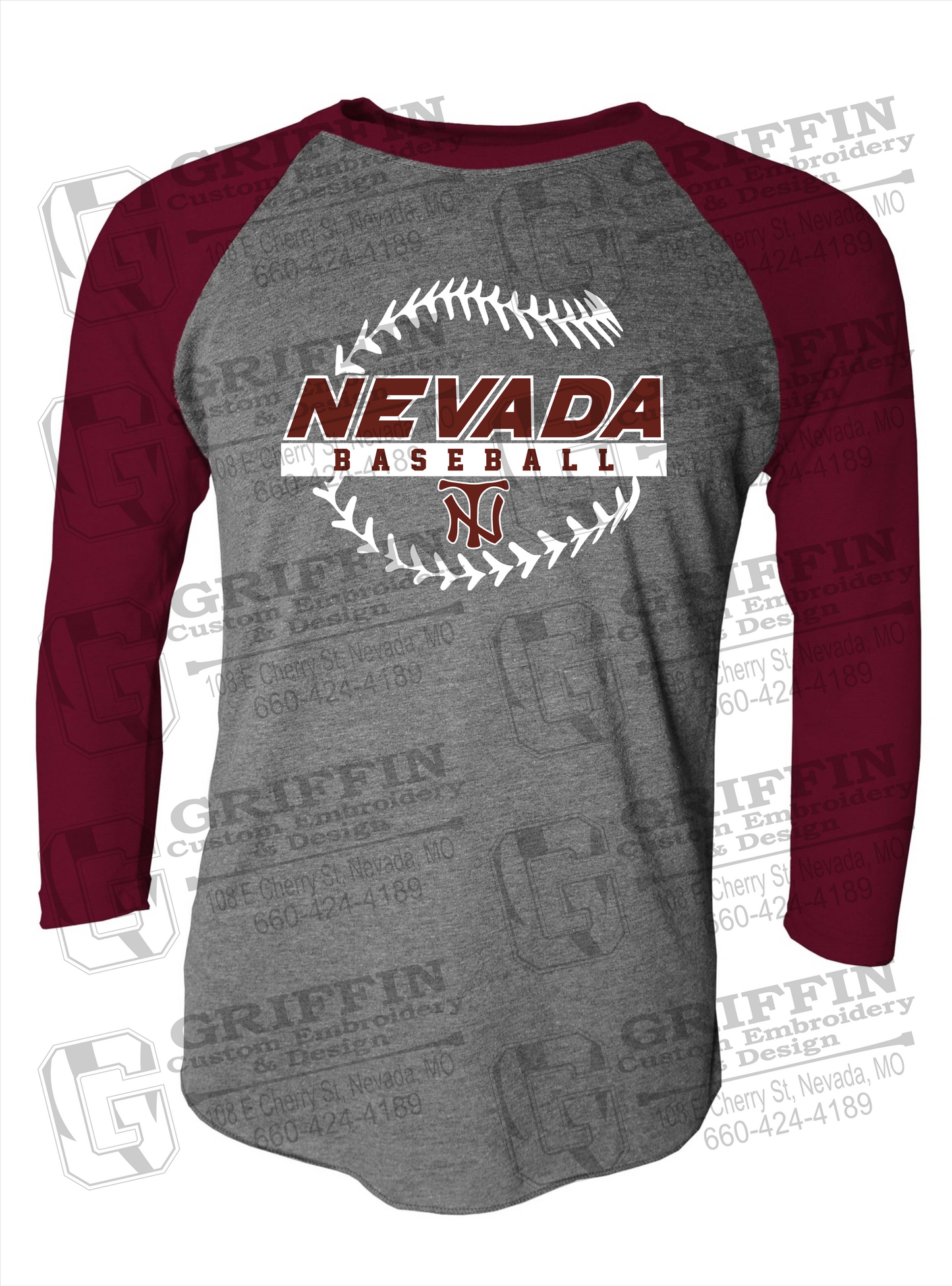 Tri-Blend Raglan Sleeve T-Shirt - Baseball - Nevada Tigers 24-T