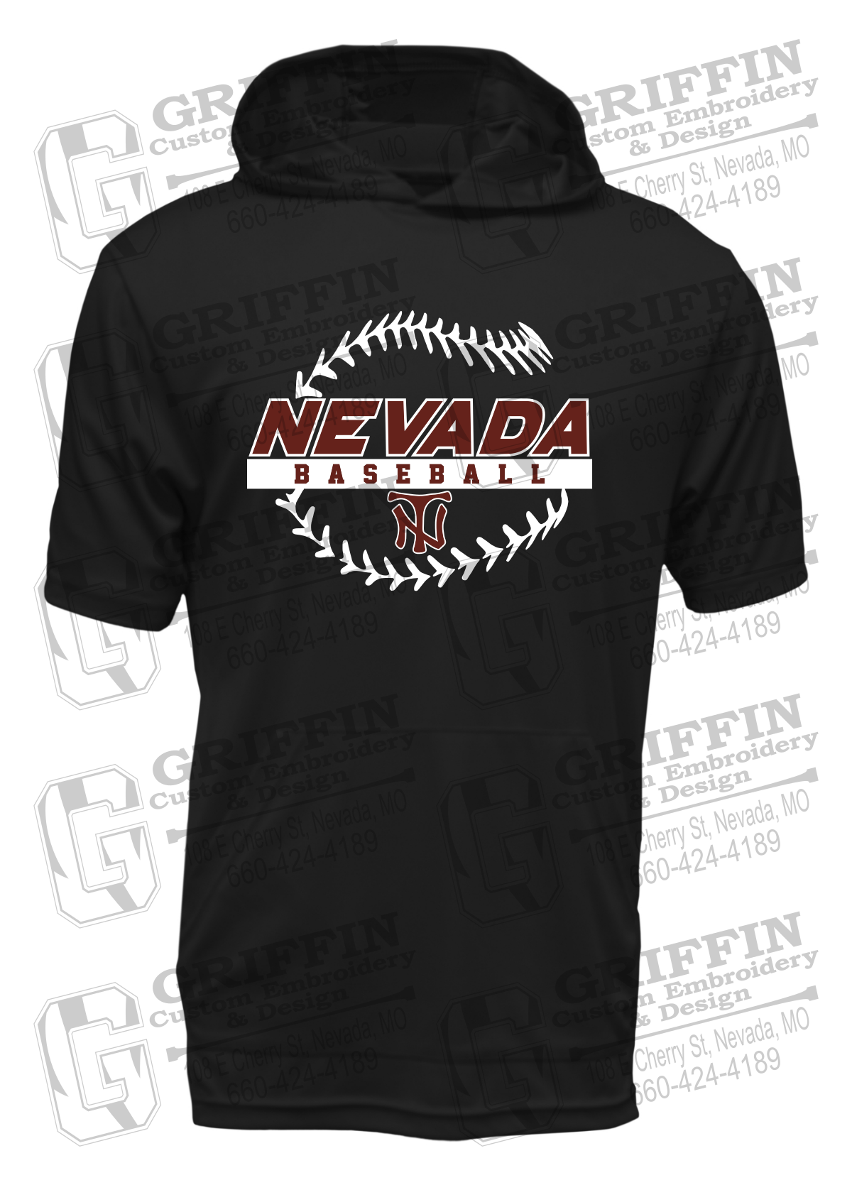 Dry-Fit Short Sleeve T-Shirt Hoodie - Baseball - Nevada Tigers 24-T